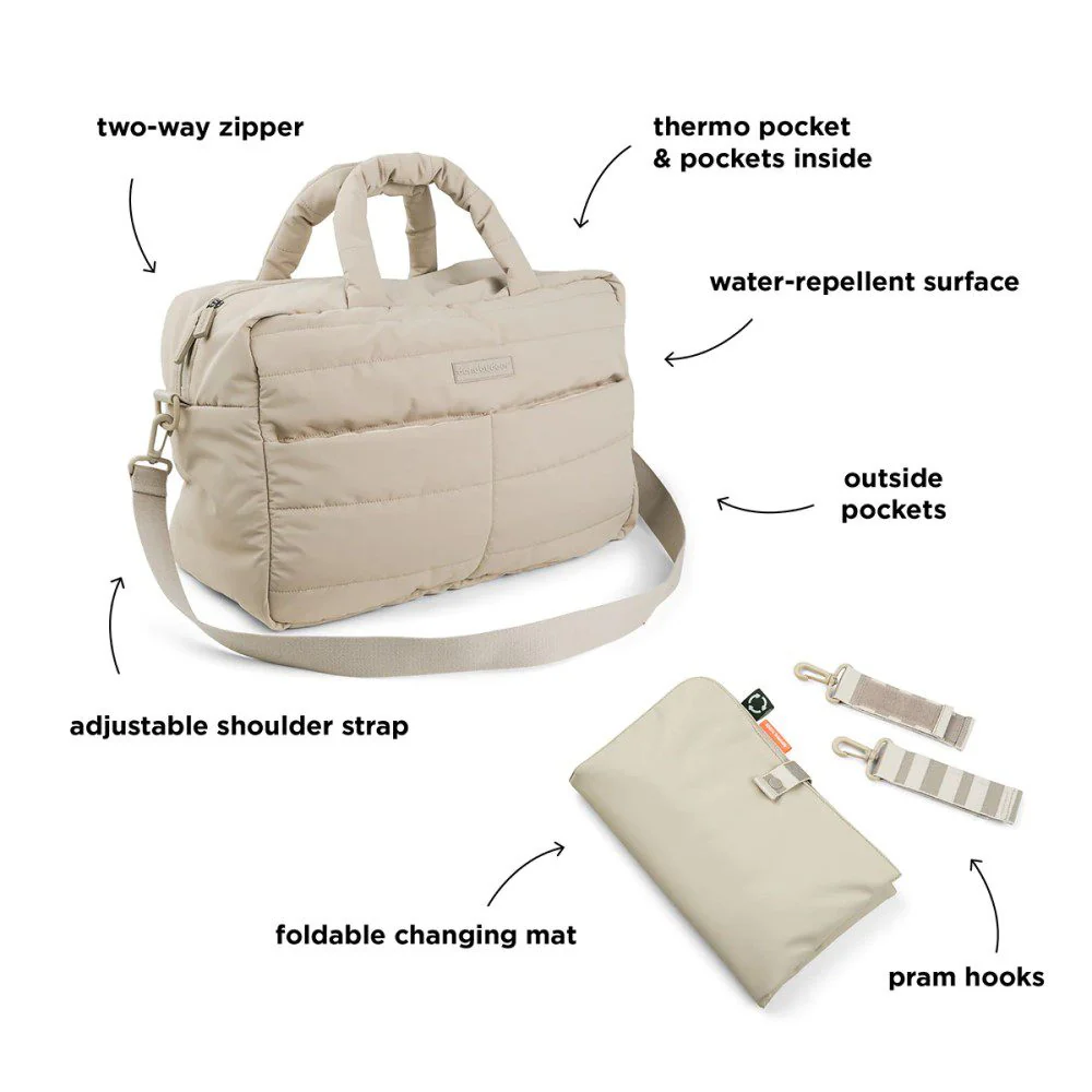 DONE BY DEER Quilted Nappy Bag, Sand - Image 11
