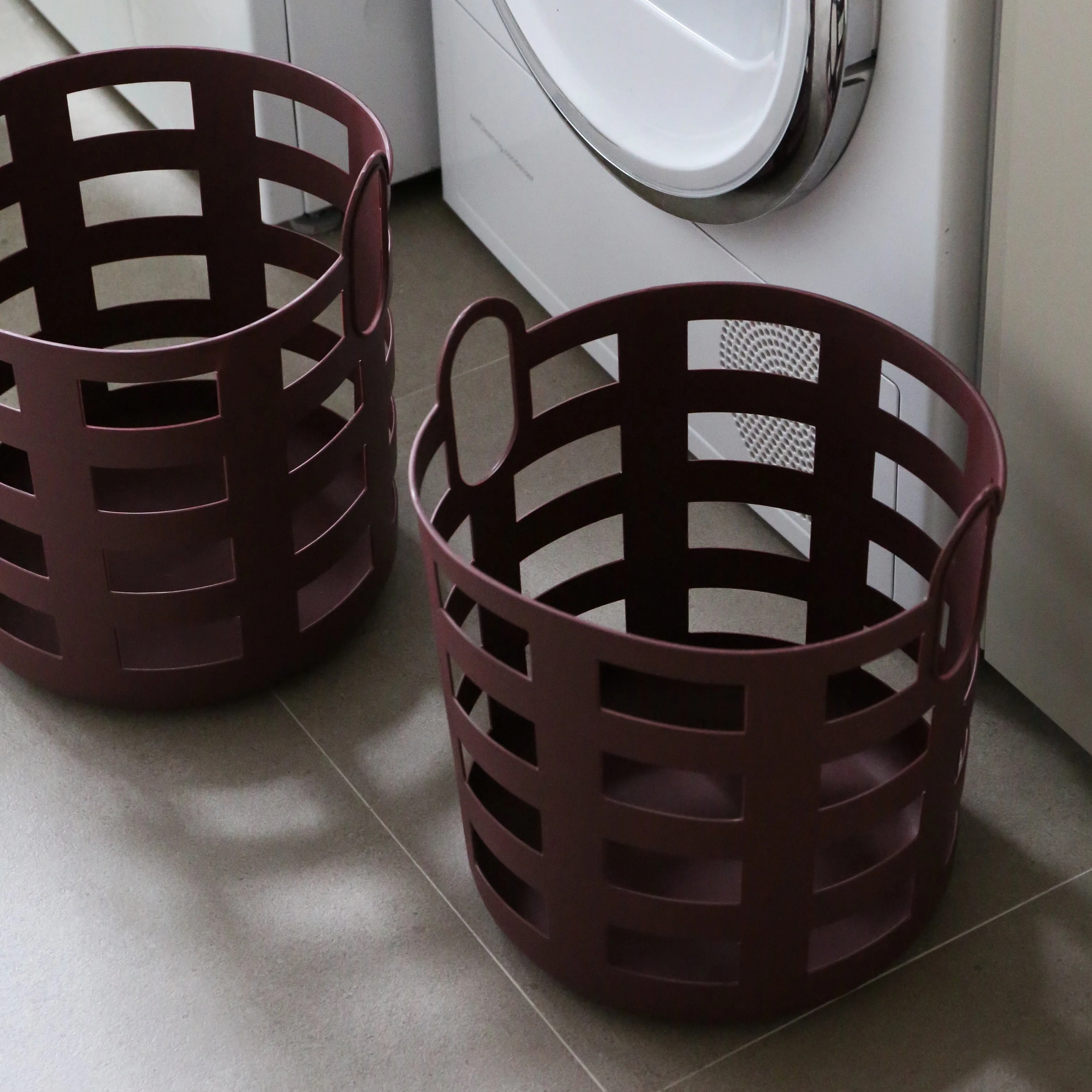 ENKEL STUDIO Storage and Laundry Basket, Large, Burgundy (Set of 2) - Image 7