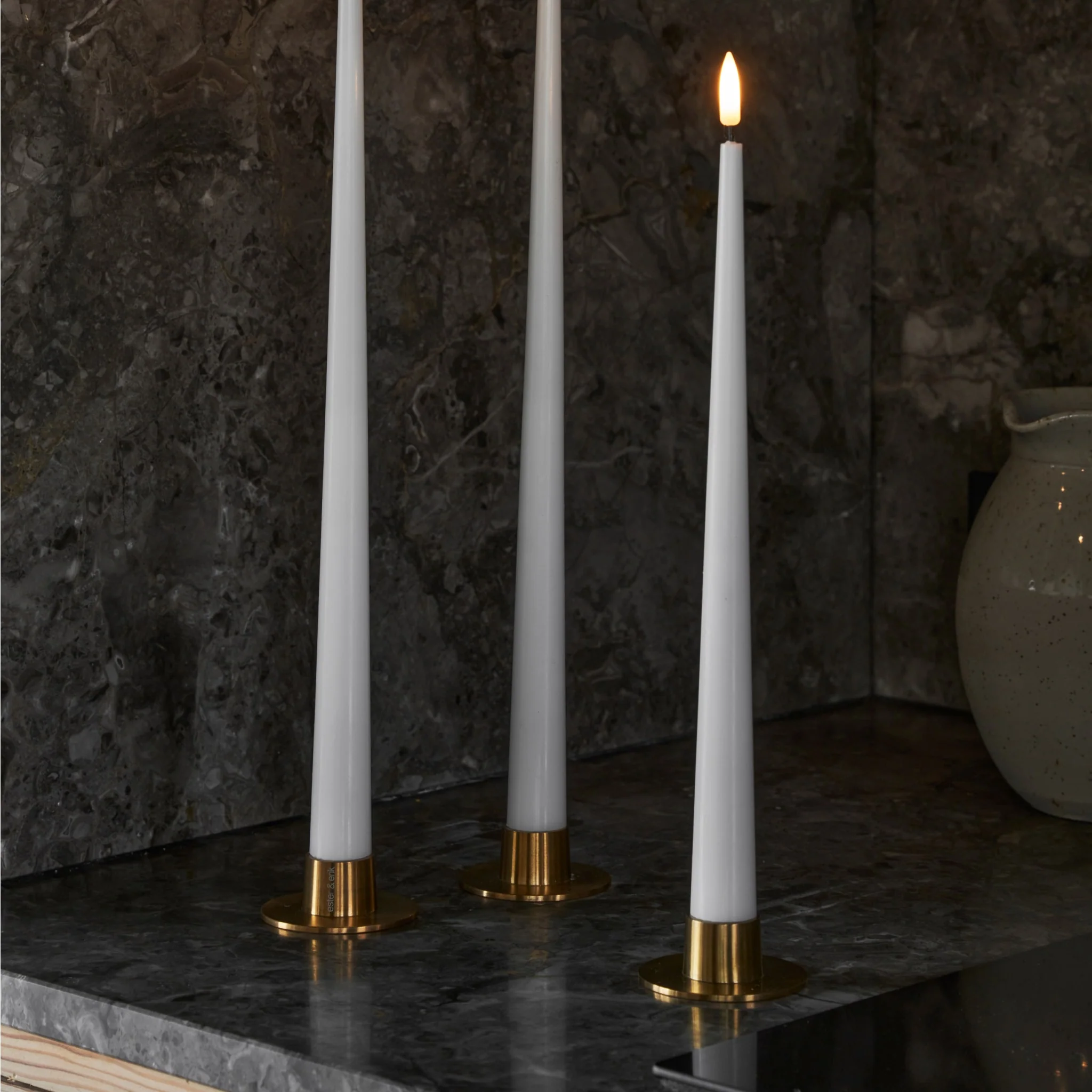 ESTER & ERIK Candle Holder, Matt Gold (Set of 2) - Image 3