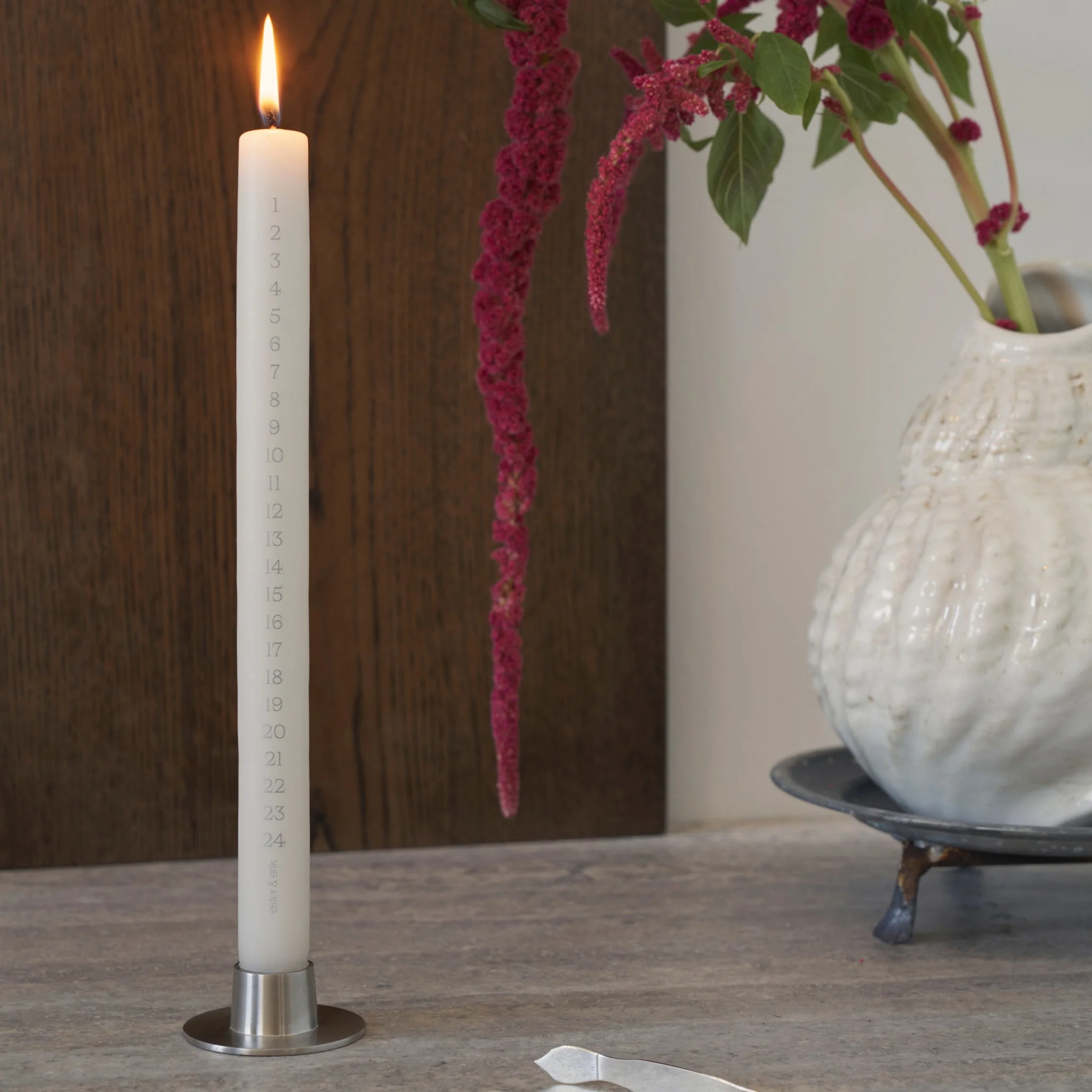 ESTER & ERIK Candle Holder, Matt Silver (Set of 2) - Image 3