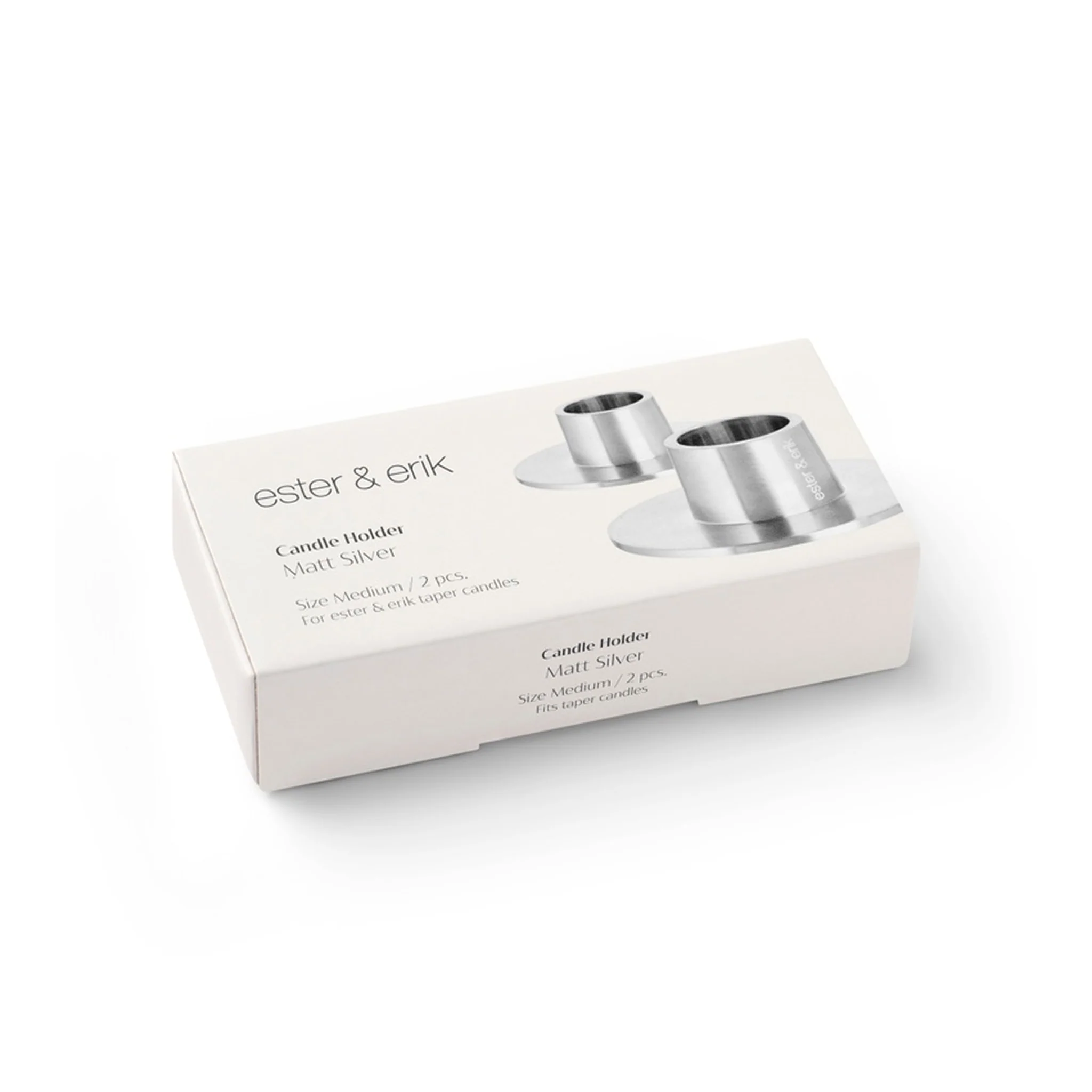 ESTER & ERIK Candle Holder, Matt Silver (Set of 2) - Image 6