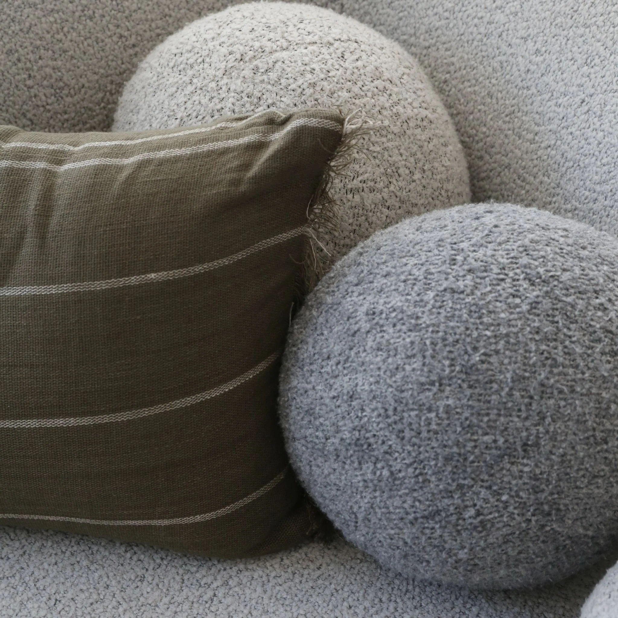 FERM LIVING Calm Cushion, Rectangular, Olive/Off-White - Image 5