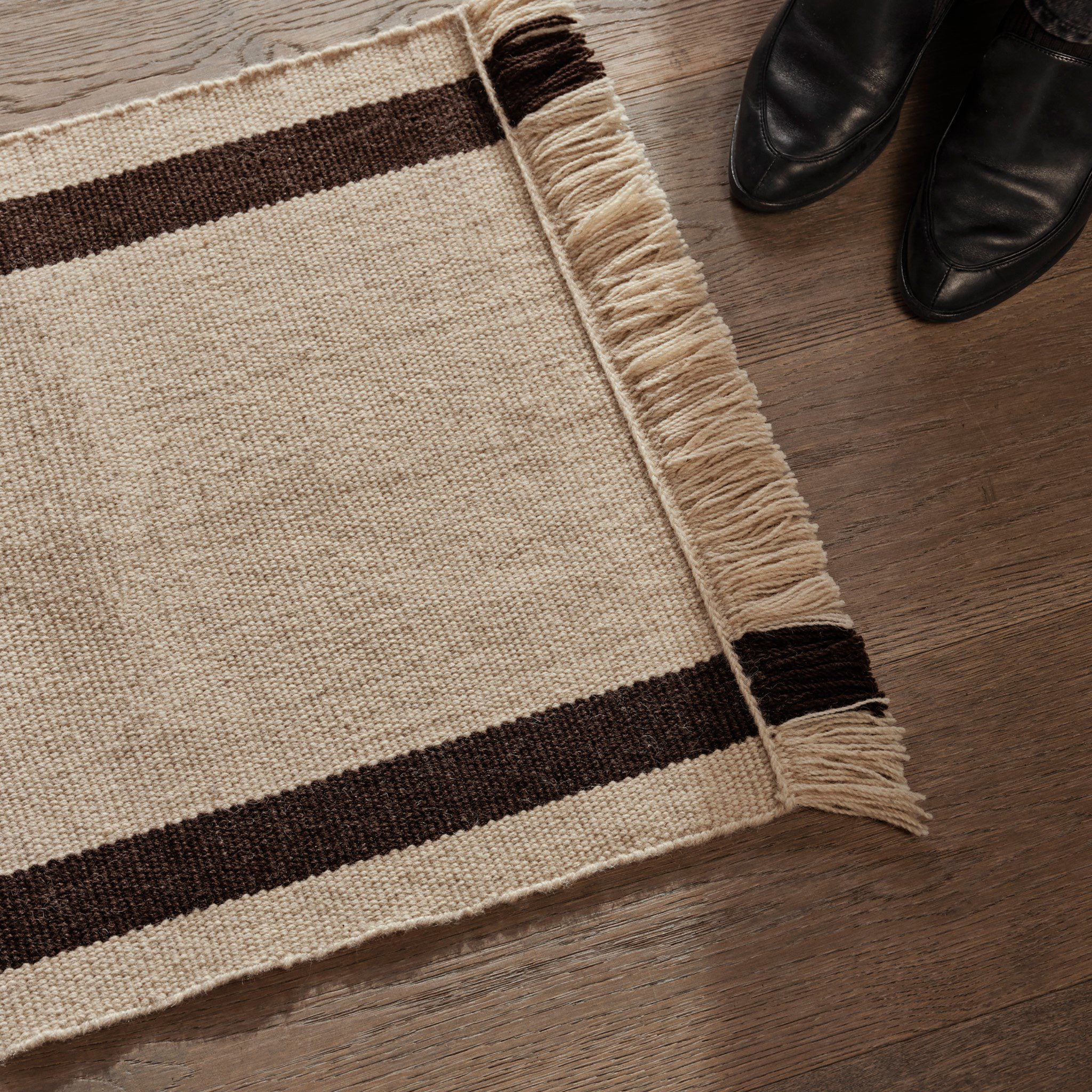 FERM LIVING Calm Kelim Mat, Off-White/Coffee, 50x70cm - Image 2
