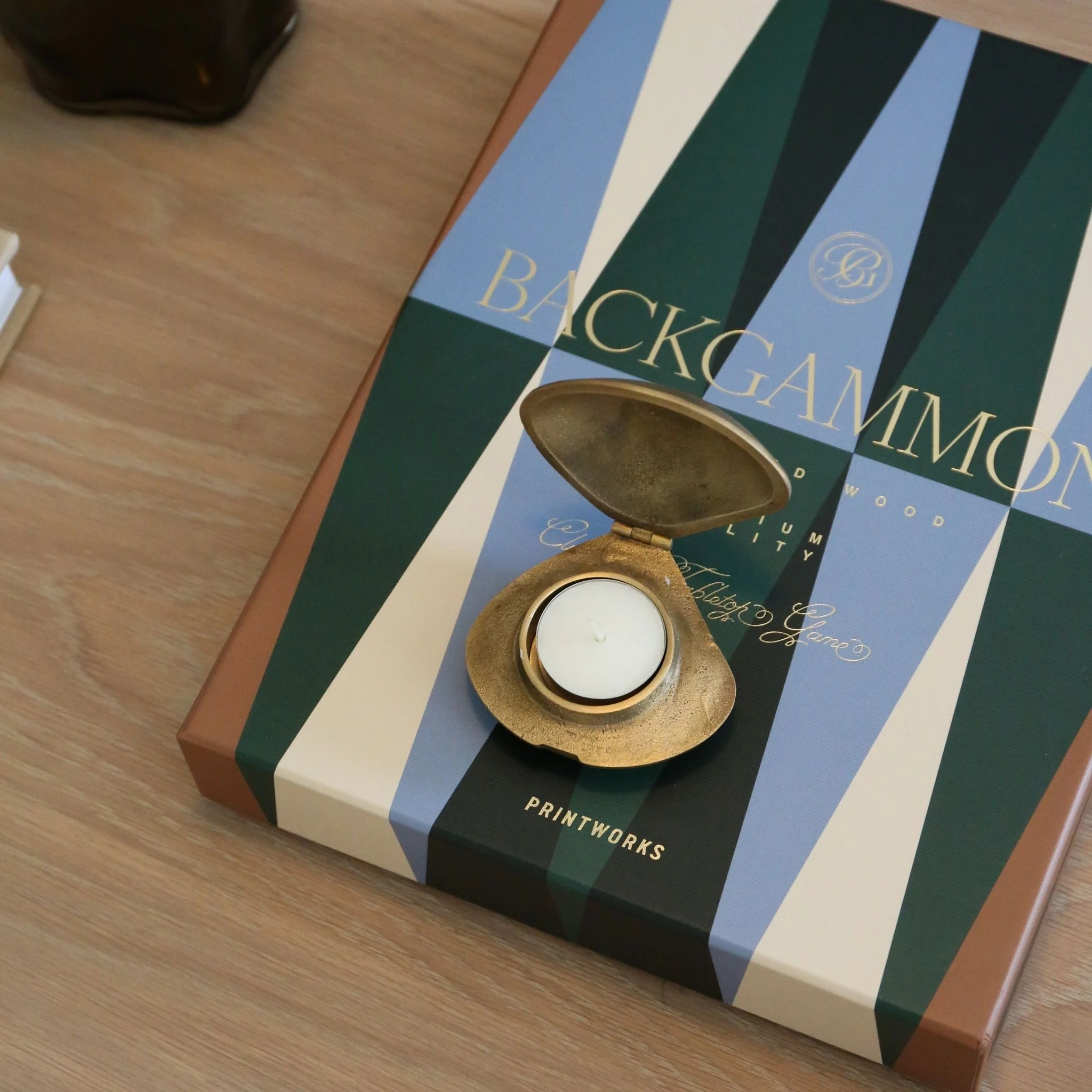 FERM LIVING Clam Tealight Candle Holder, Brass