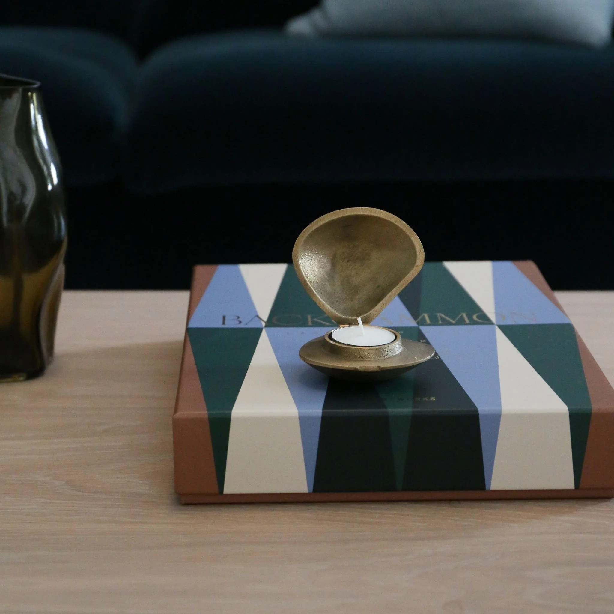 FERM LIVING Clam Tealight Candle Holder, Brass - Image 3