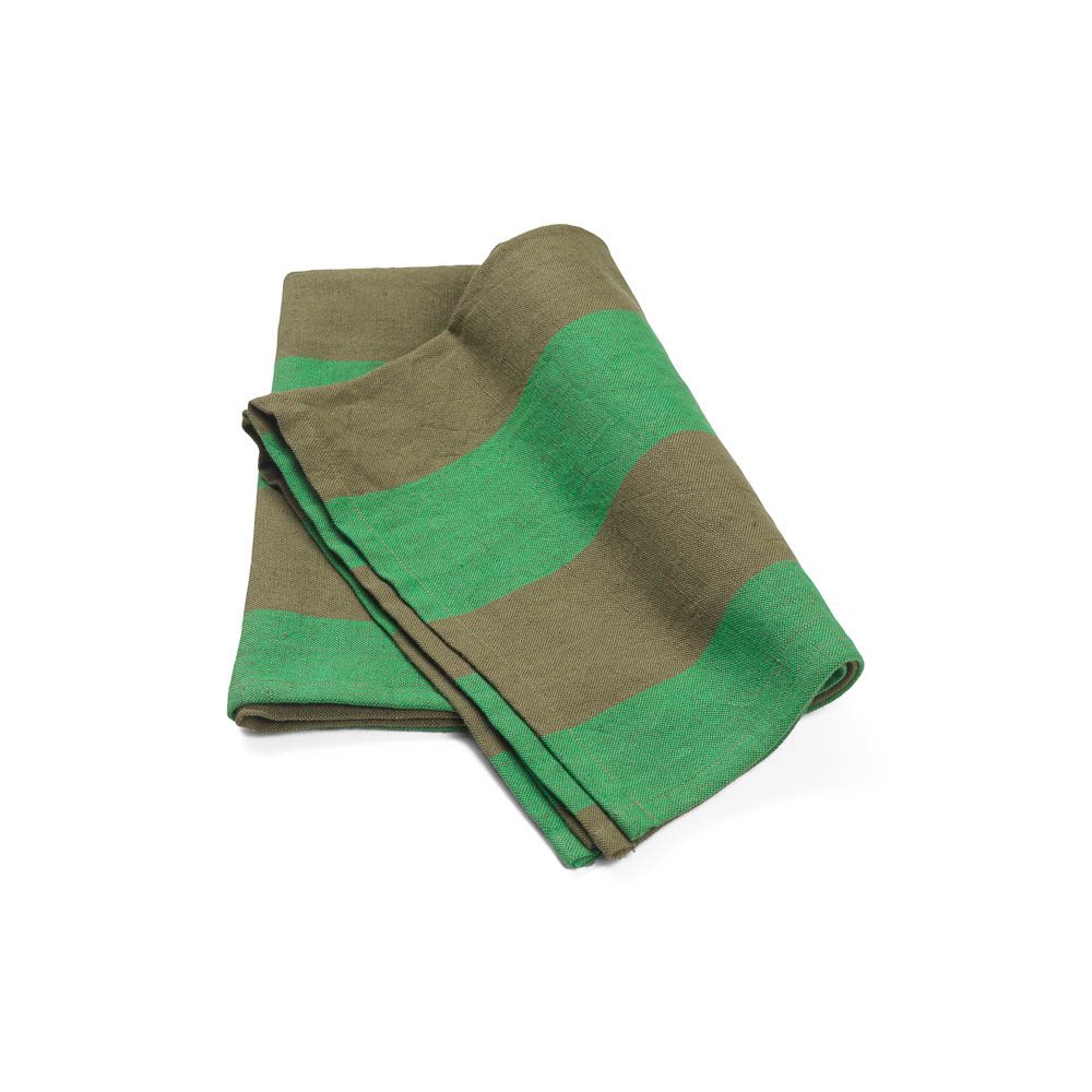 FERM LIVING Hale Kitchen Tea Towel, Olive/Green