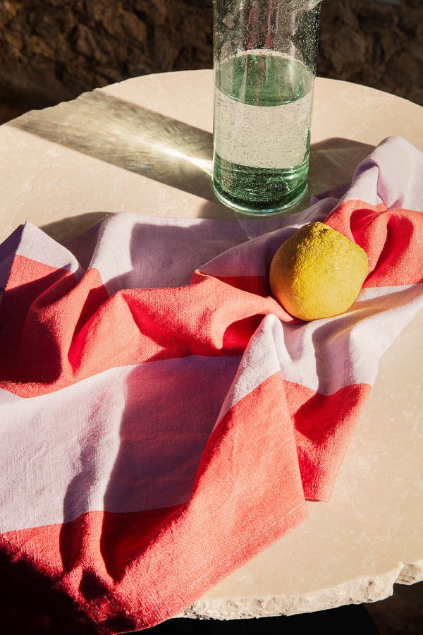 FERM LIVING Hale Kitchen Tea Towel, Red/Lilac