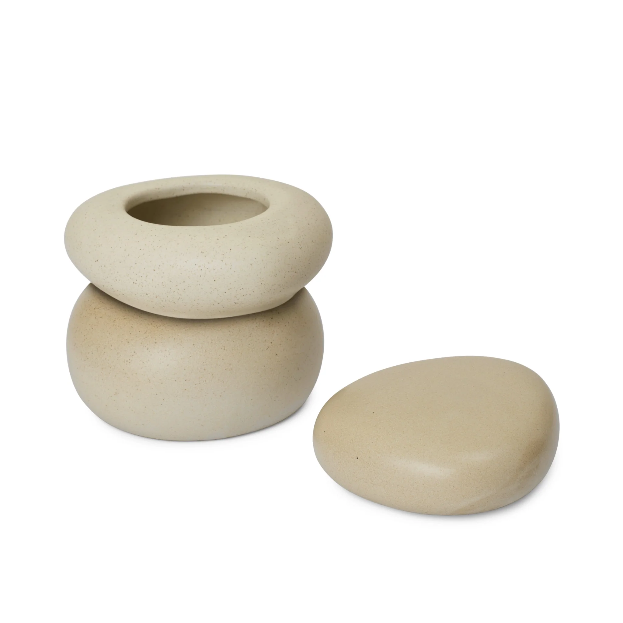 FERM LIVING Pebble Box, Large, H14cm, Sand/Cream - Image 3