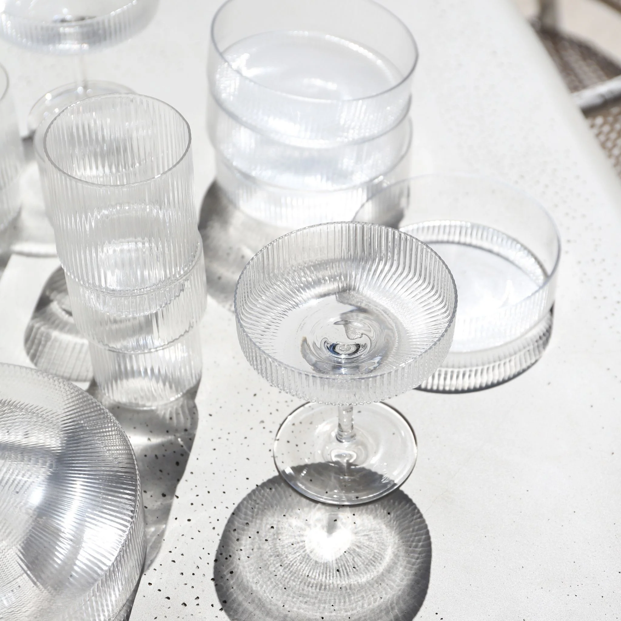 FERM LIVING Ripple Cocktail Glass Champagne Saucers, Clear (Set of 2) - Image 5