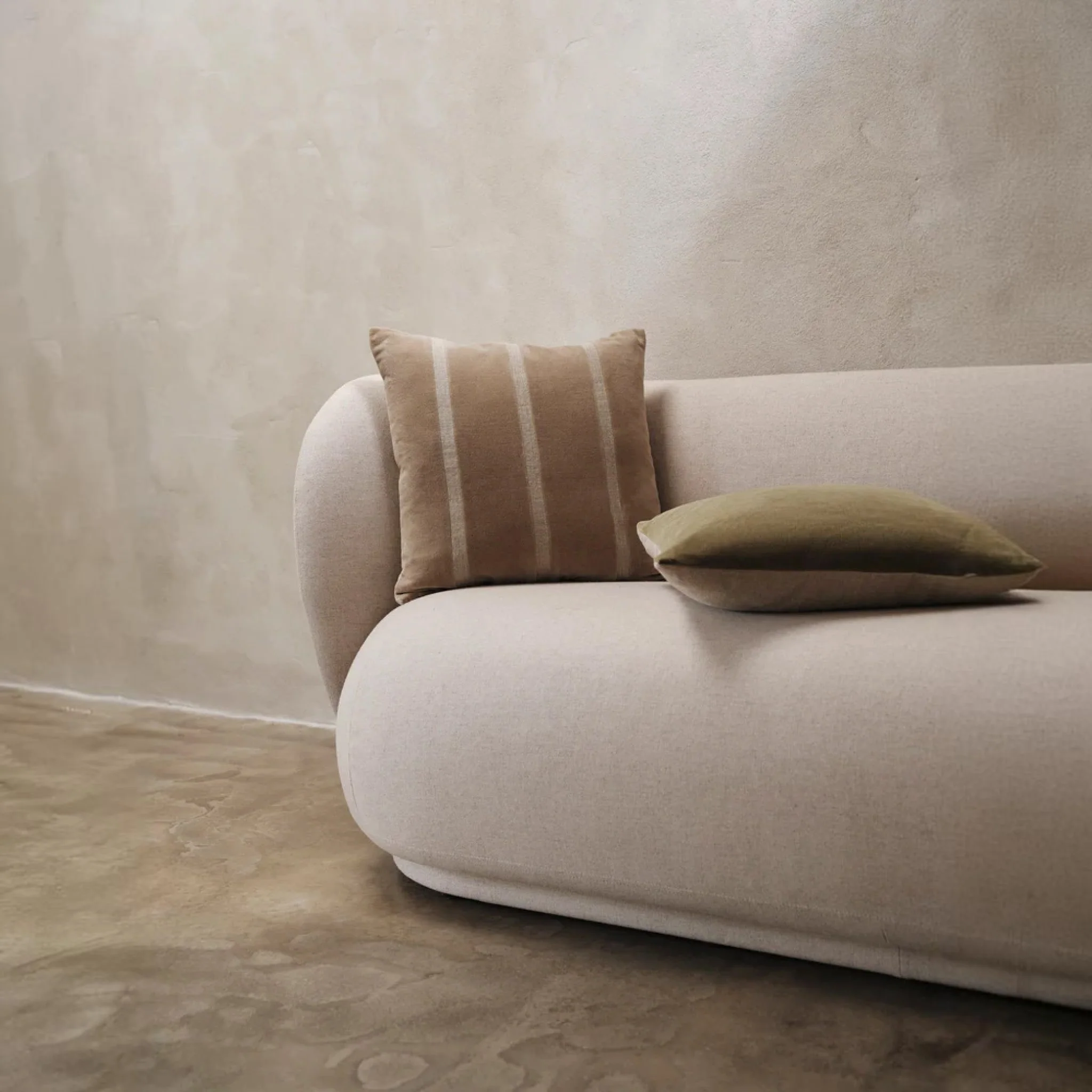 FERM LIVING Senti Stripe Cushion, Dark Sand/Linen - Image 2