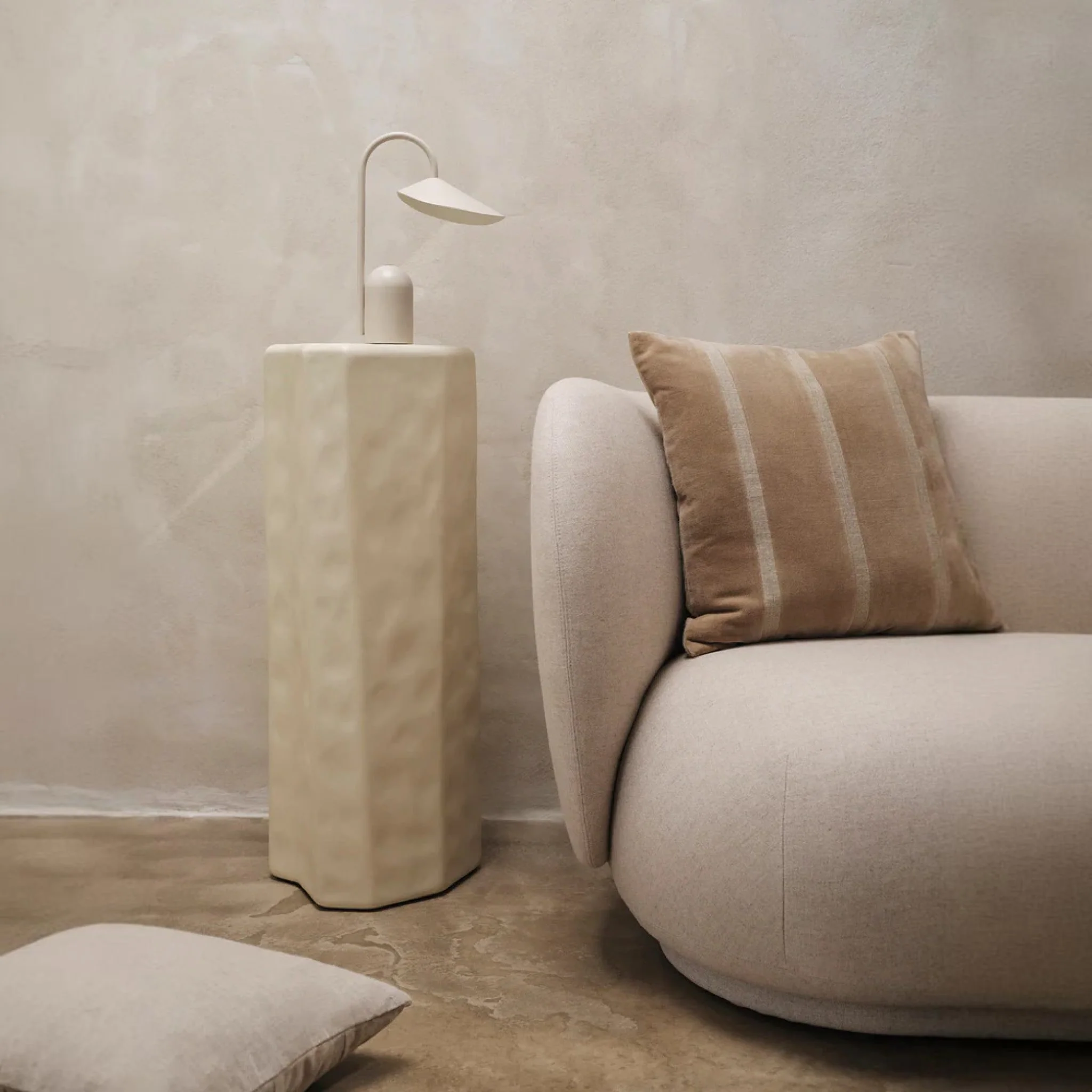 FERM LIVING Senti Stripe Cushion, Dark Sand/Linen - Image 4