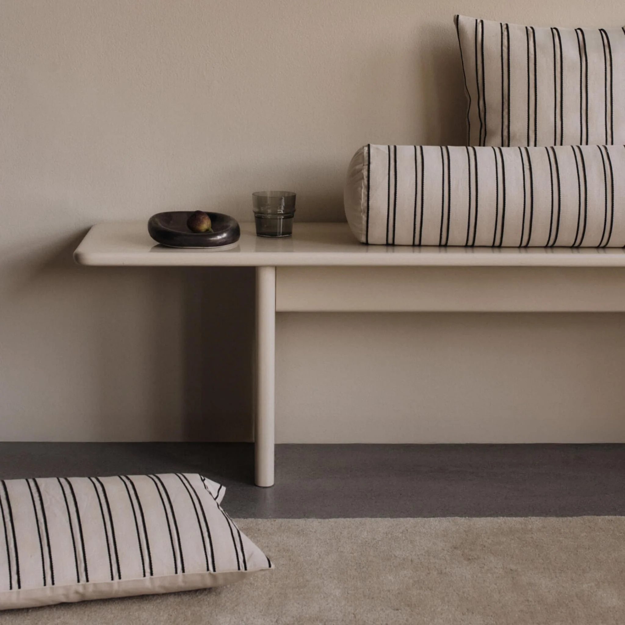 FERM LIVING Twill Cushion, Off-White/Black - Image 3
