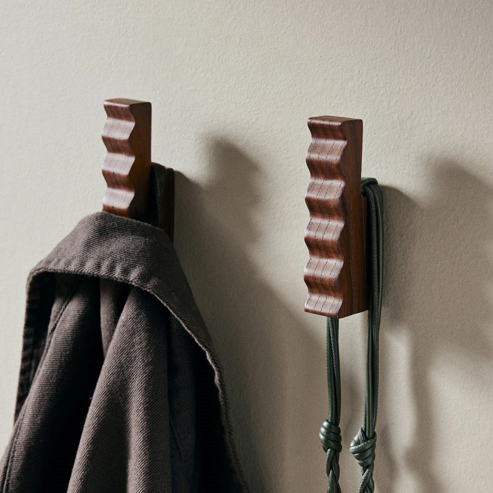FERM LIVING Unda Hooks, Dark Brown (Set of 2) - Image 2