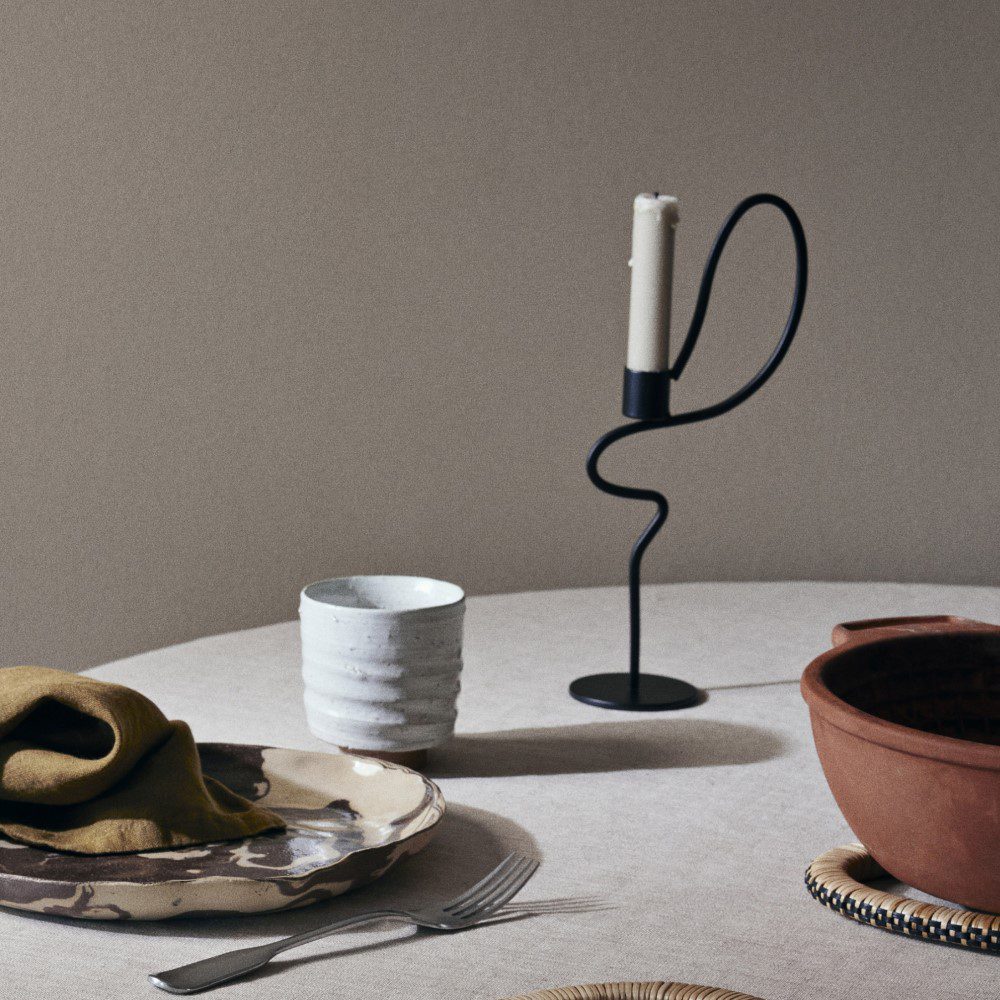 FERM LIVING Valse Candle Holder, Black, High - Image 2