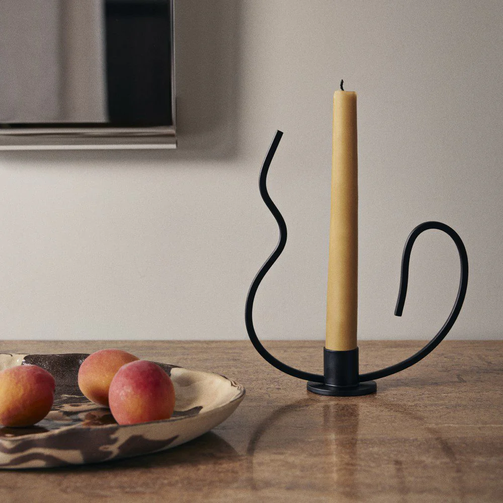 FERM LIVING Valse Candle Holder, Black, Low - Image 2