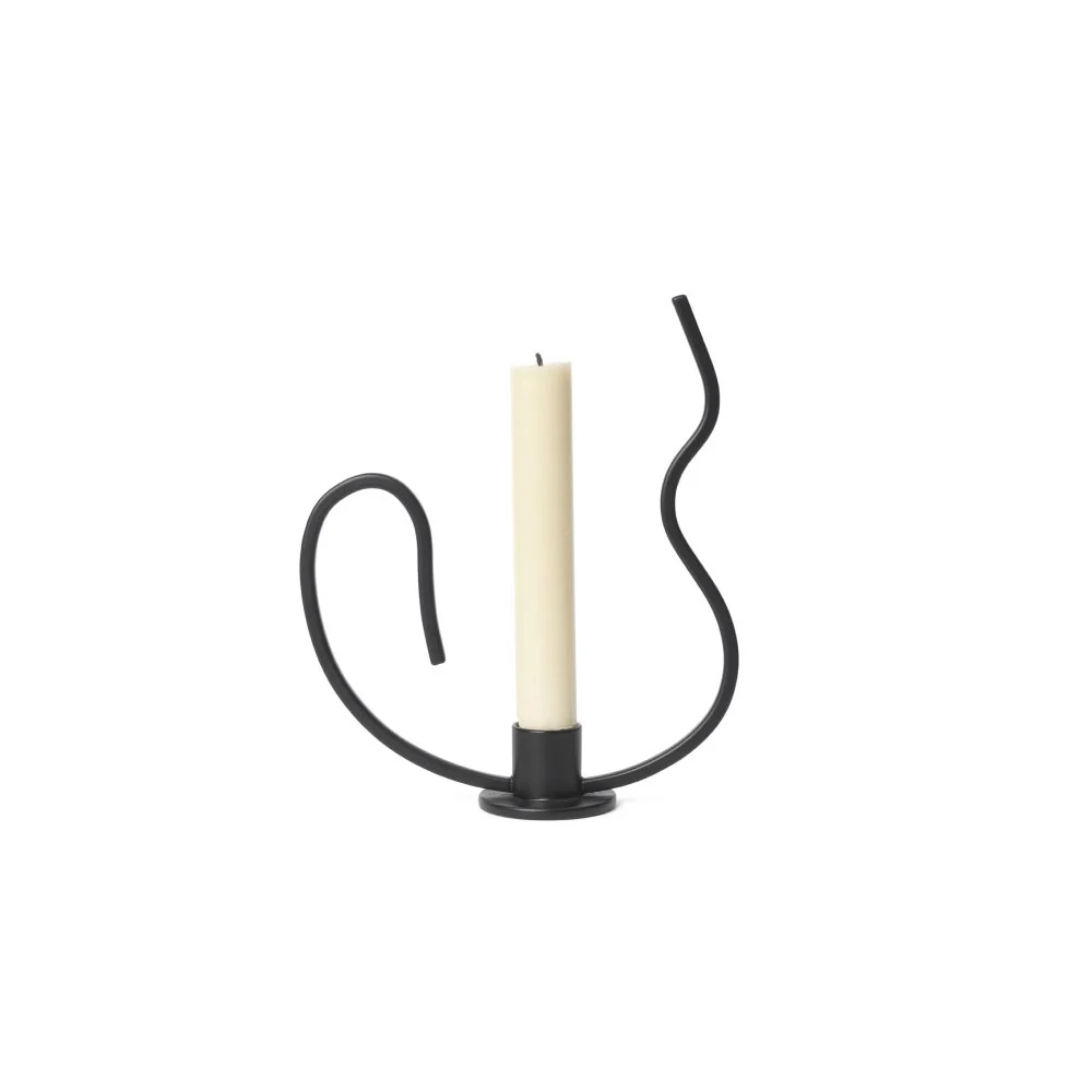 FERM LIVING Valse Candle Holder, Black, Low - Image 4