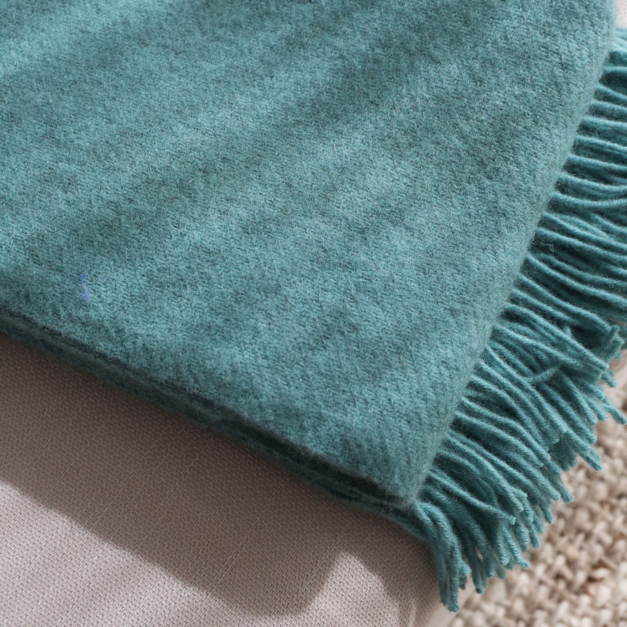KLIPPAN Gotland Wool Throw Blanket, Turquoise - Image 3