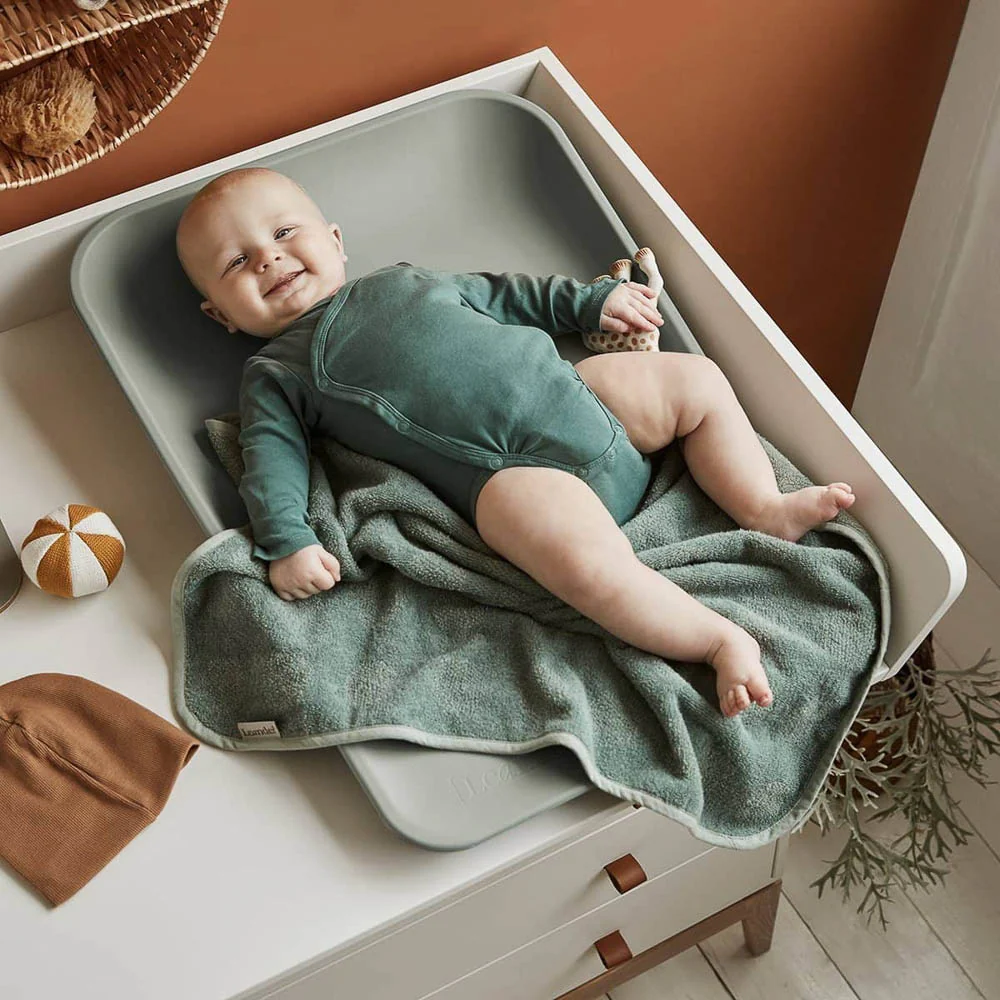 LEANDER Matty Organic Topper, Dots, Sage Green - Image 2