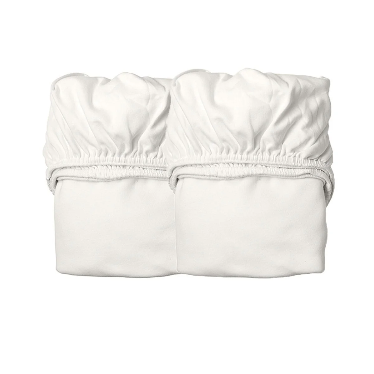 LEANDER Organic Cot Fitted Sheet, Snow (2 Pack) - Image 2