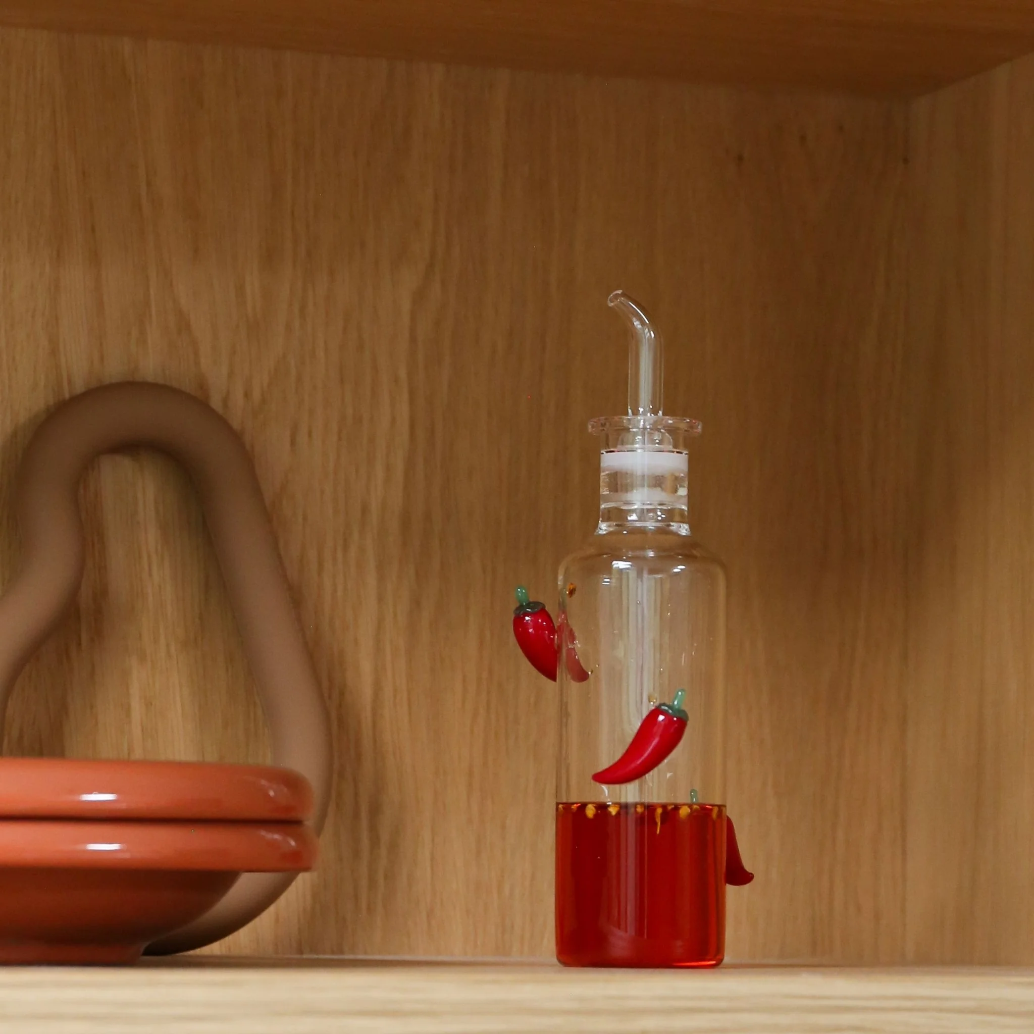 MAISON BALZAC The Chilli Oil Bottle, Clear/Red, 210mL