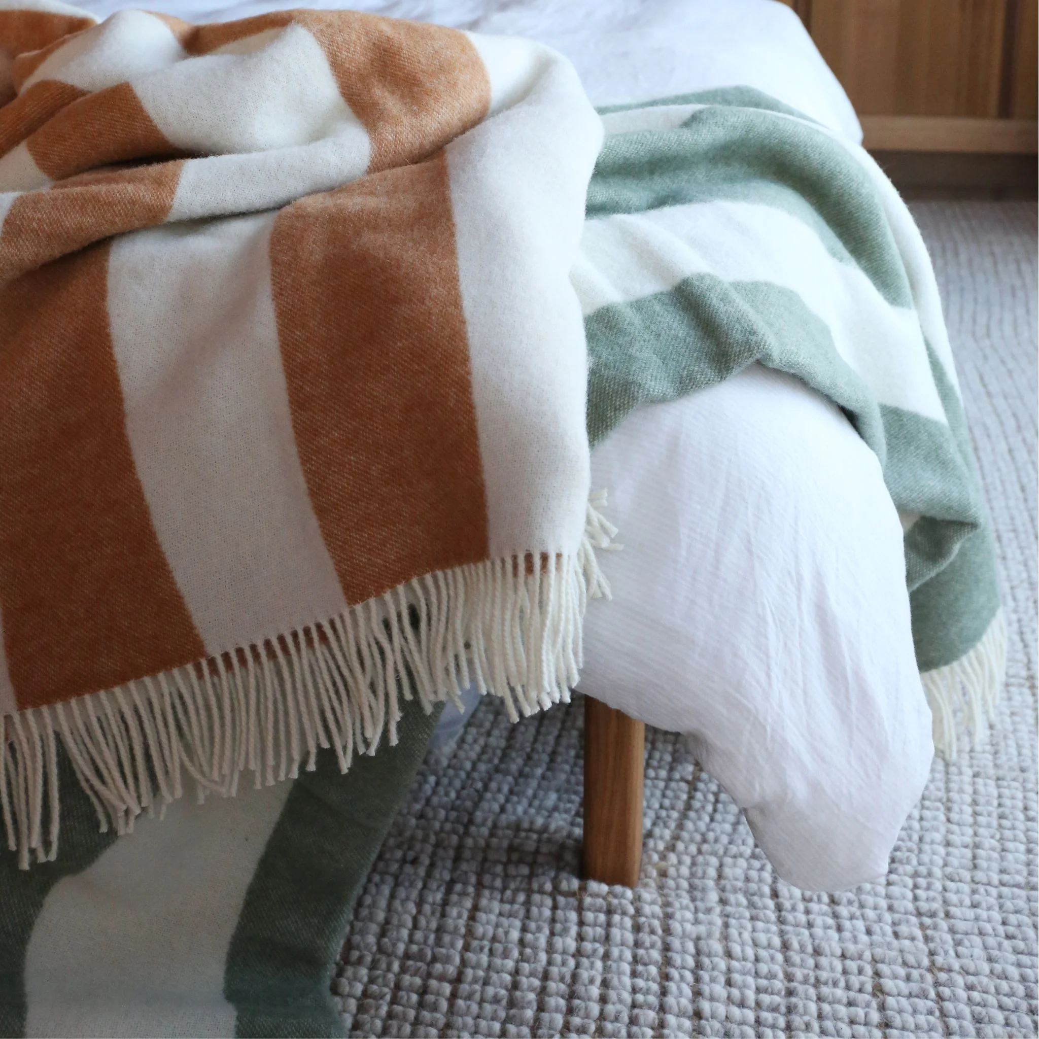 MAISON DEUX Rough Stripe Blanket, 130x200cm, Agave - Image 4