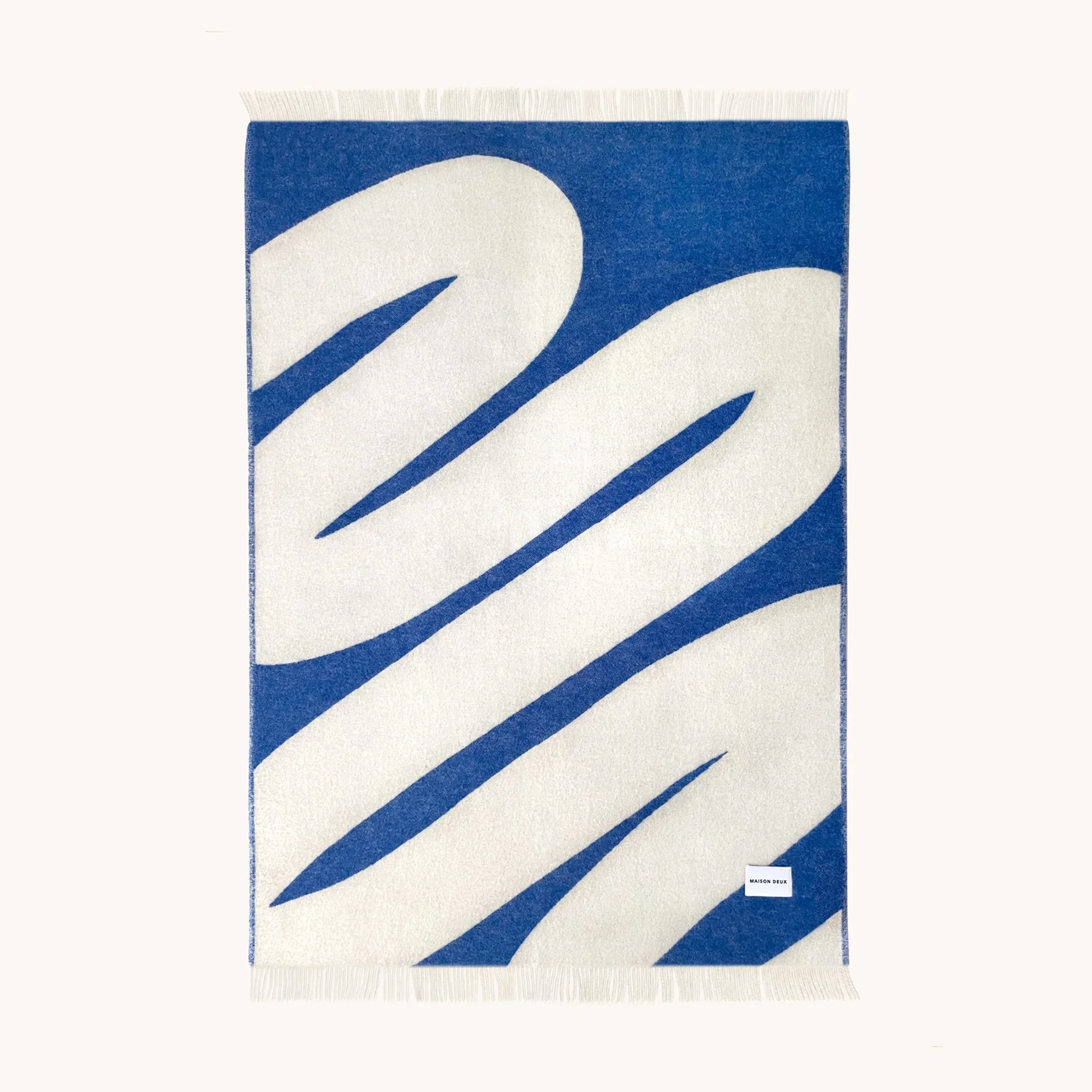 MAISON DEUX Swirl Throw Blanket, Kobalt Blue/White - Image 4