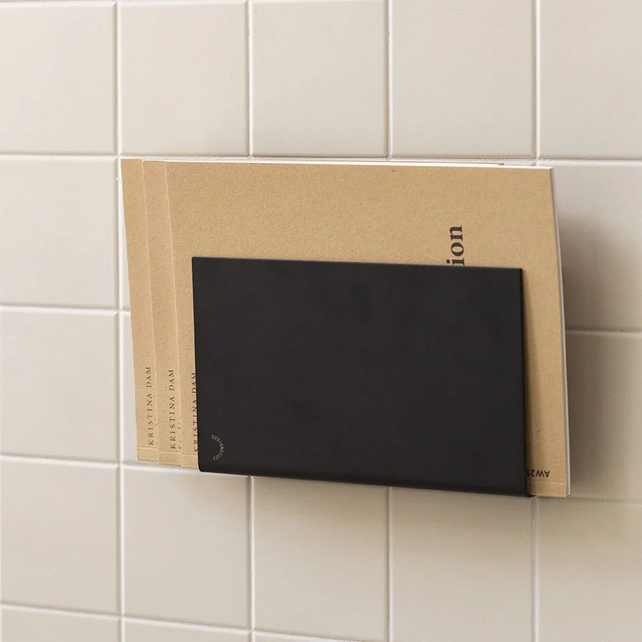 DESIGNSTUFF Wall Mounted Magazine Holder, Black - Image 3