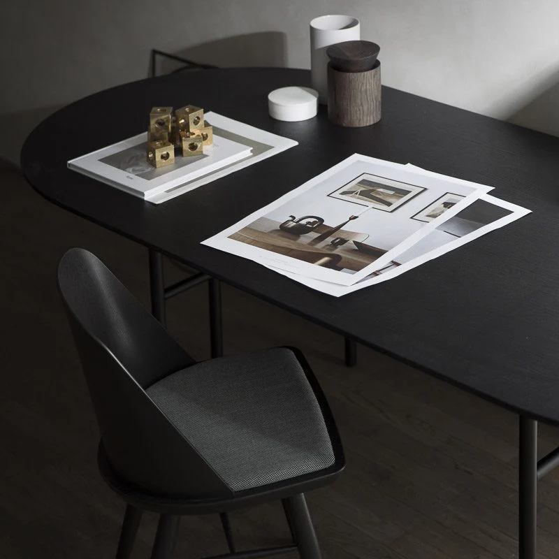 PRE-ORDER ¦ AUDO CPH Snaregade Dining Table, Oval, Black Steel/Charcoal Linoleum - Image 5