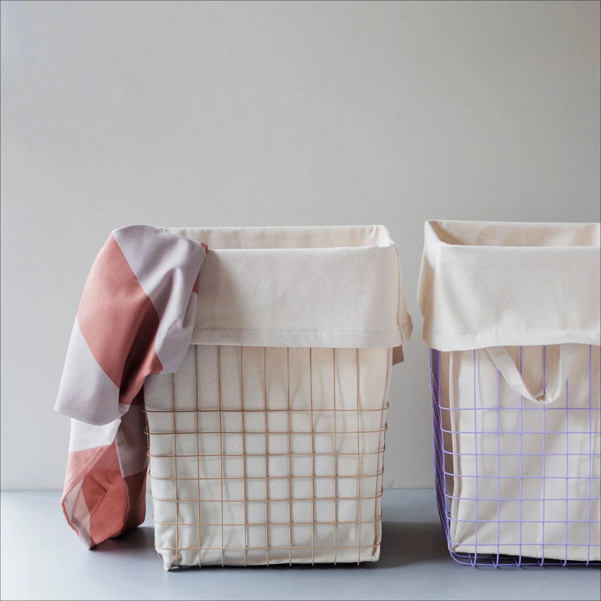 METTE DITMER Store-It Laundry Basket w/ Canvas Bag, Large, H50cm, Sand - Image 3