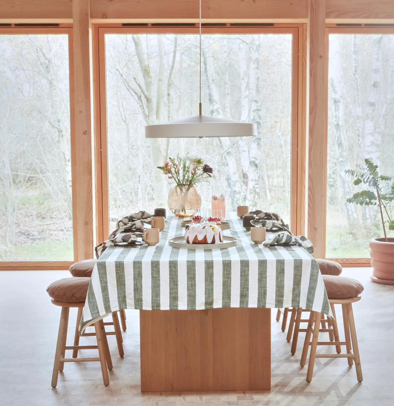 OYOY Striped Tablecloth, 260x140 cm, Olive - Image 2