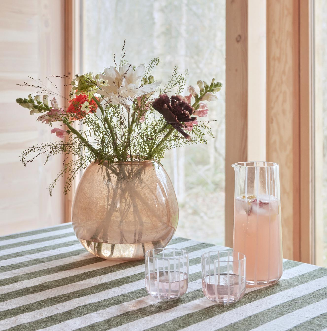 OYOY Striped Tablecloth, 260x140 cm, Olive - Image 3