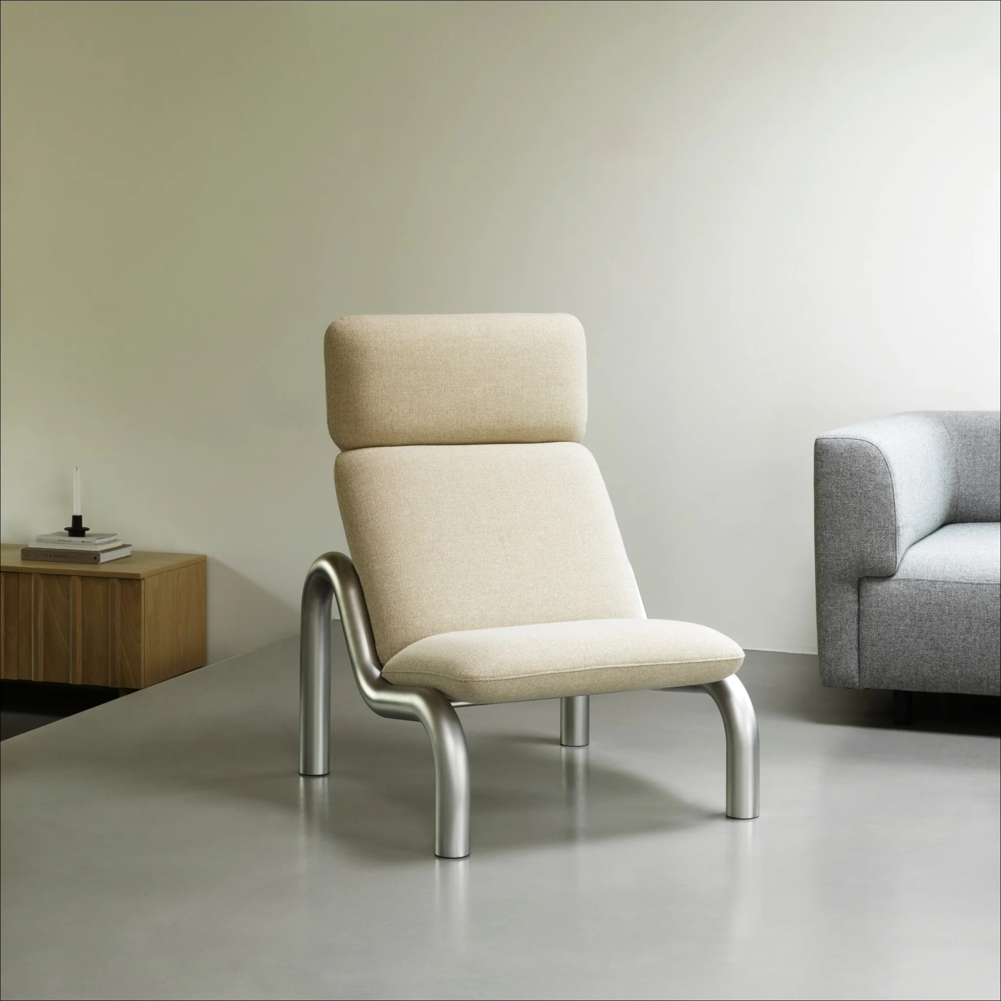 PRE-ORDER │ NORMANN COPENHAGEN Tube Lounge Chair, Stainless Steel/Hallingdal 103 - Image 4