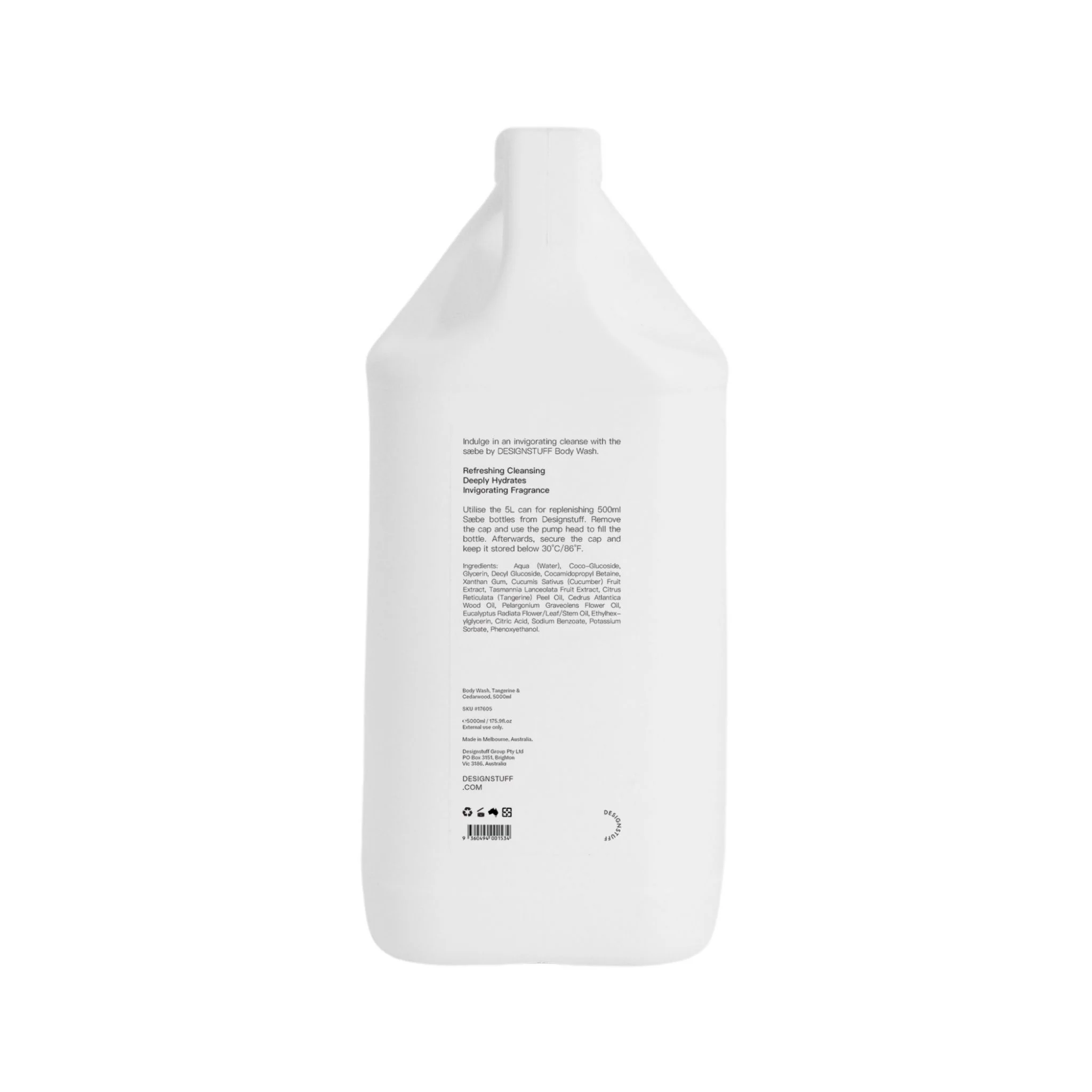 DESIGNSTUFF Saebe Body Wash Refill, Tagerine & Cedarwood, 5L - Image 4