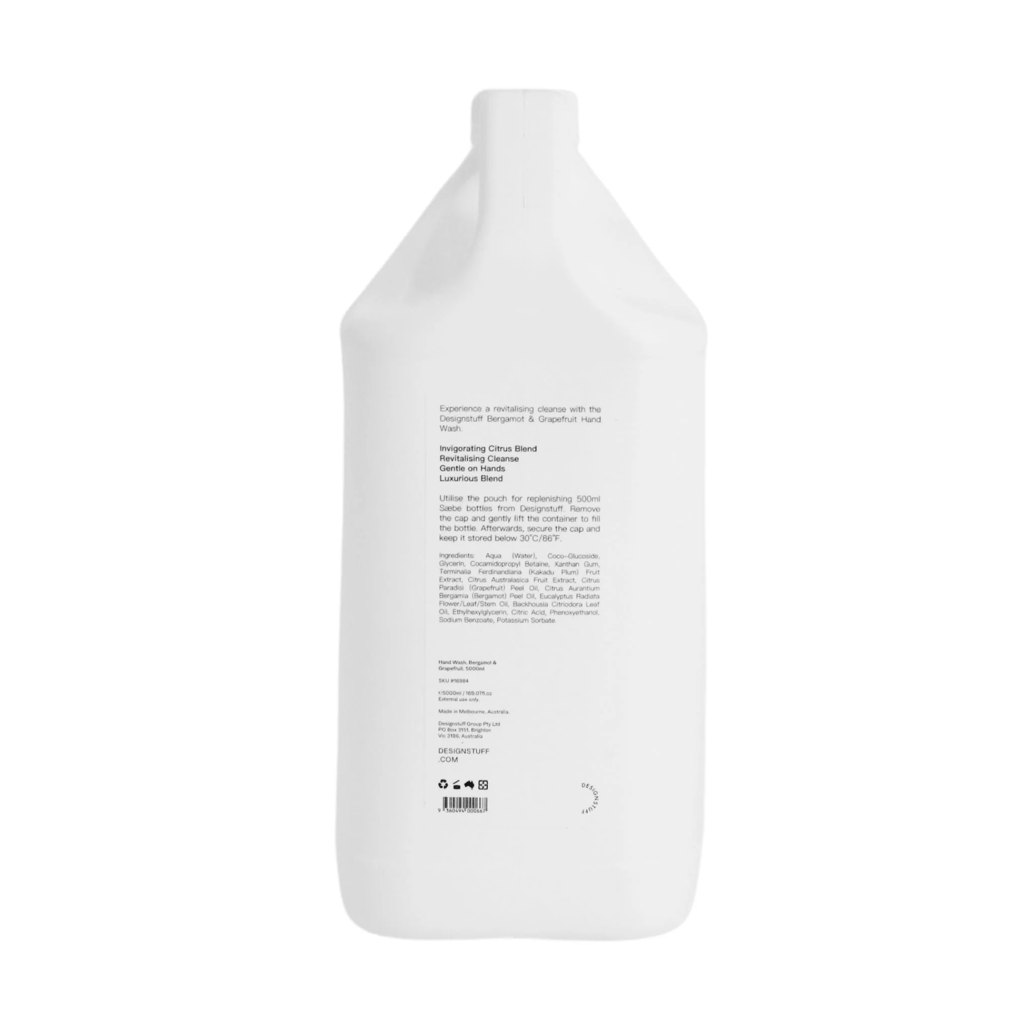 DESIGNSTUFF Saebe Hand Wash Refill, Bergamot & Grapefruit, 5L - Image 6