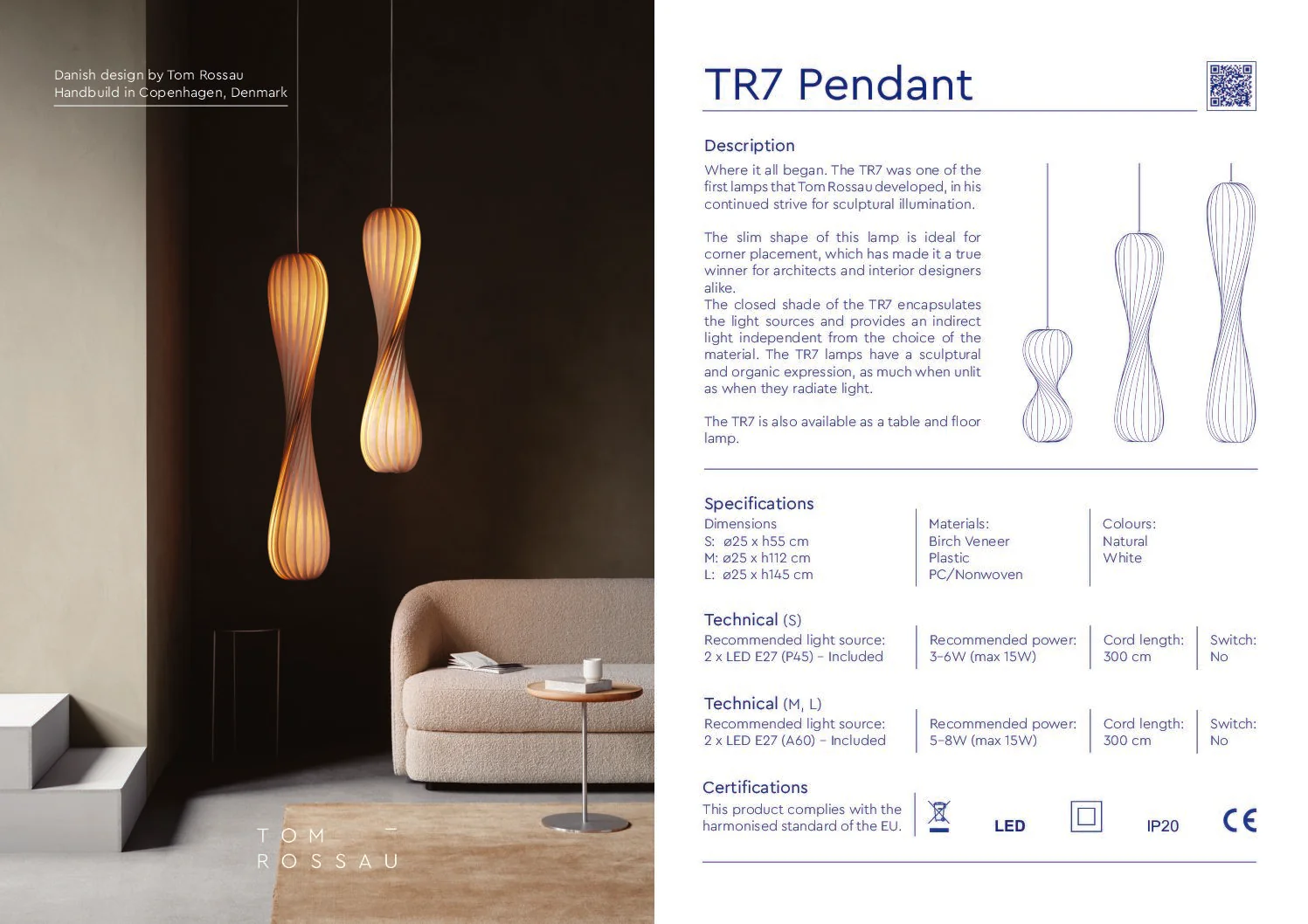 PRE-ORDER │ TOM ROSSAU TR7 Pendant Light, Natural Birch - 3 Sizes - Image 5