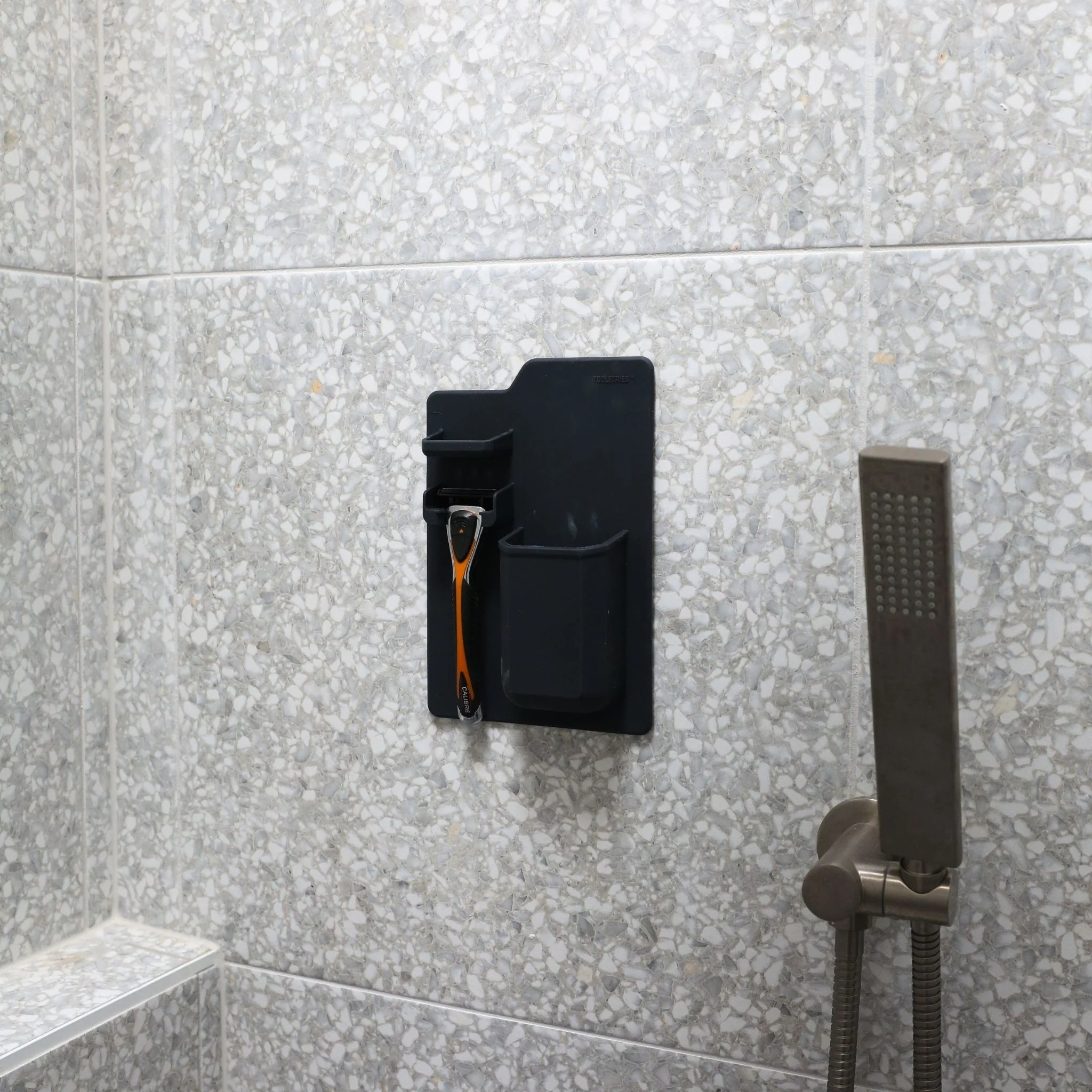 TOOLETRIES The Harvey Toothbrush and Razor Holder Shower/Bathroom, Black - Image 3
