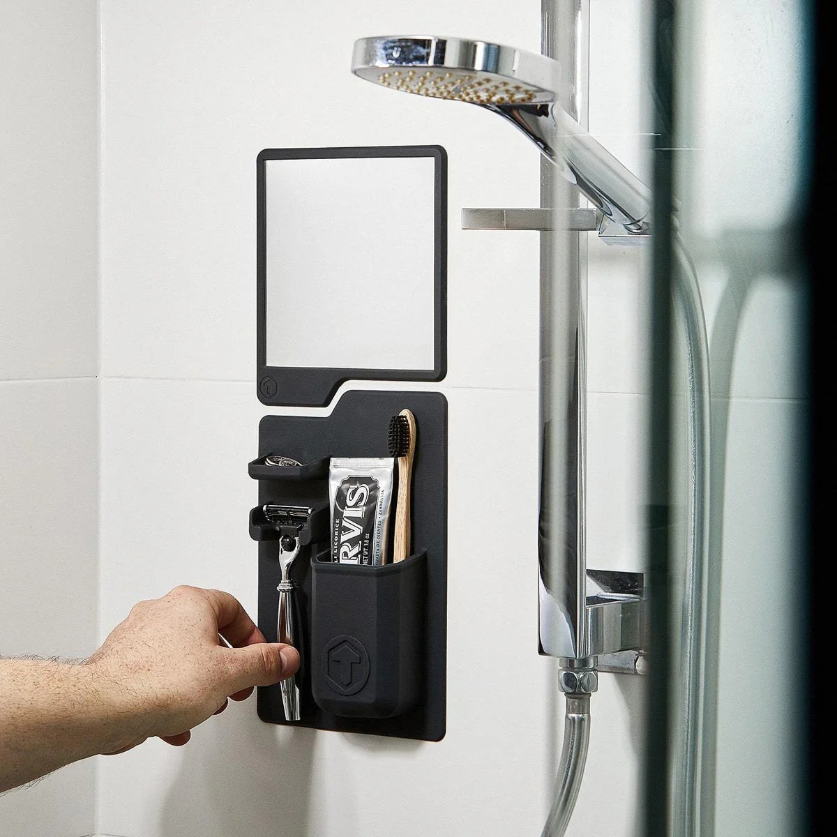 TOOLETRIES The Harvey Toothbrush and Razor Holder Shower/Bathroom, Black - Image 6