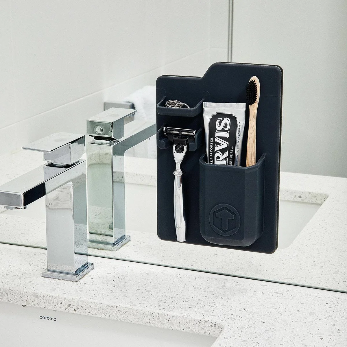 TOOLETRIES The Harvey Toothbrush and Razor Holder Shower/Bathroom, Black - Image 7