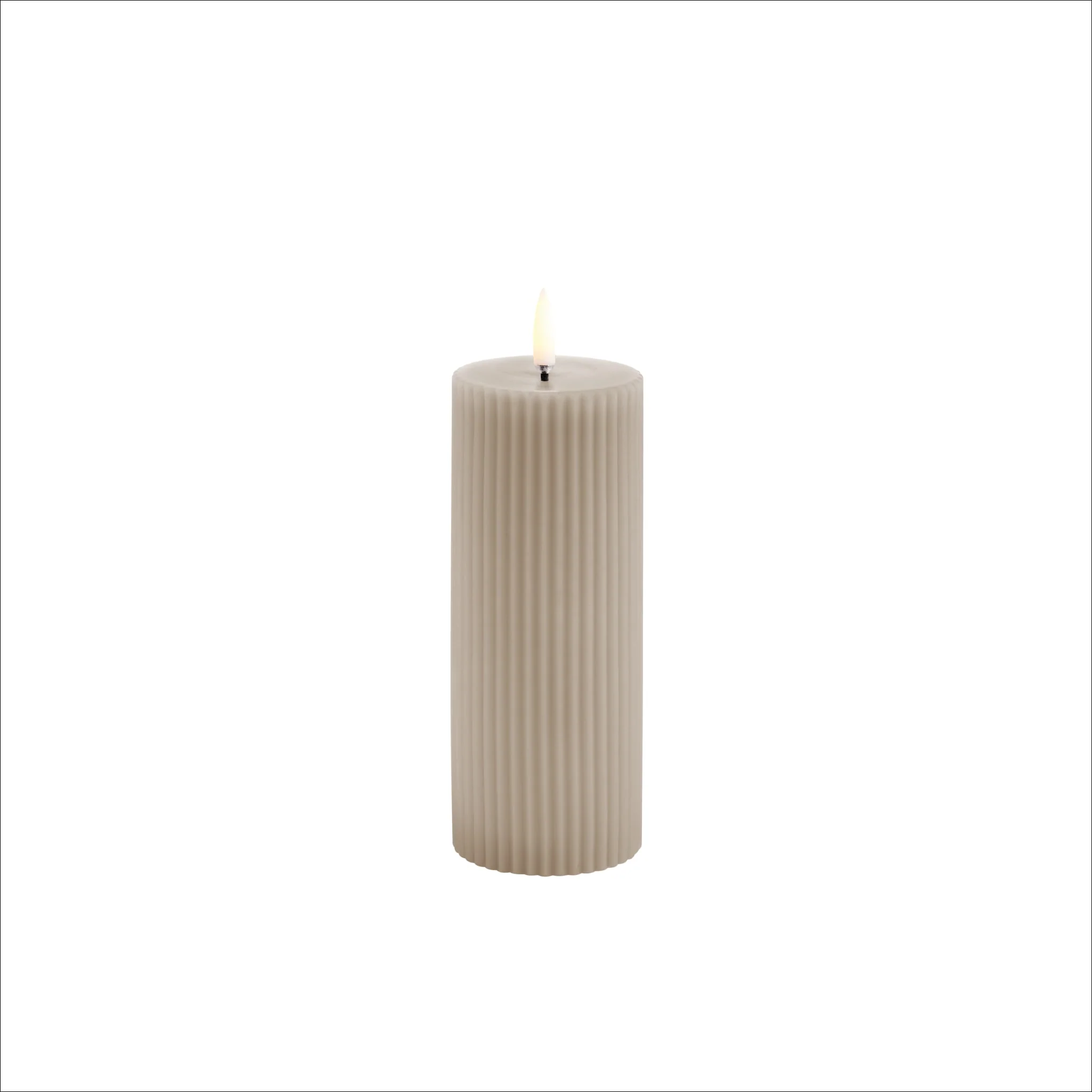 UYUNI Flameless Pillar Candle, Medium H15.2cm, Sandstone Ribbed Wax - Image 2