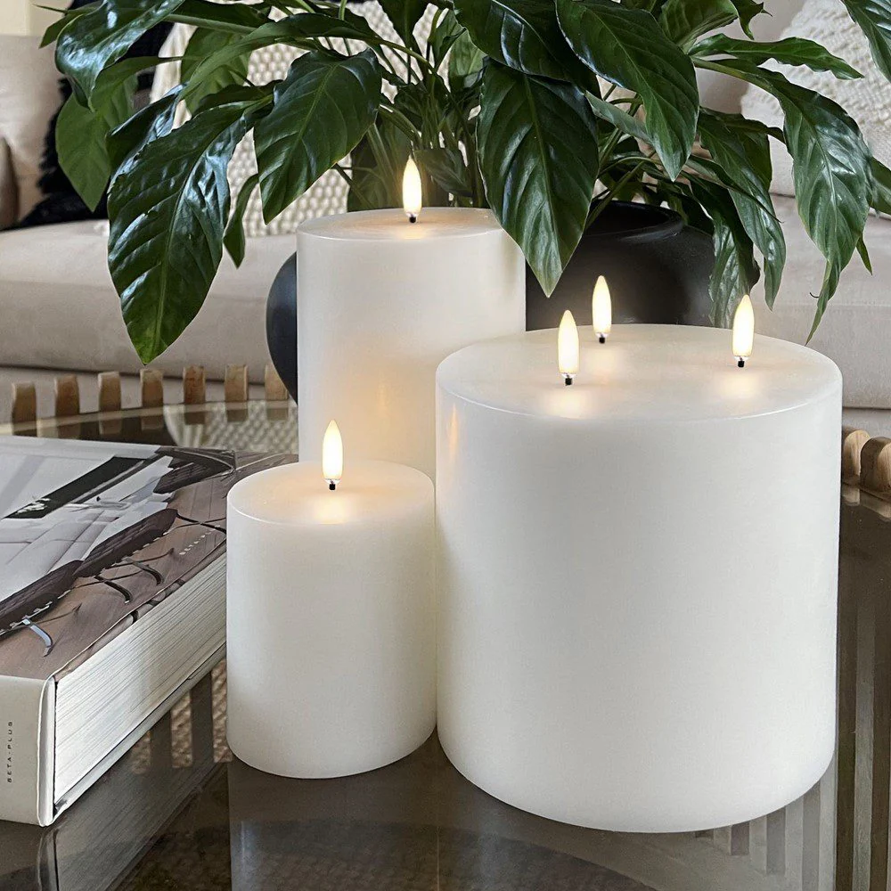UYUNI LIGHTING Flameless Pillar Candle, Nordic White, W7.8 x H10cm - Image 3