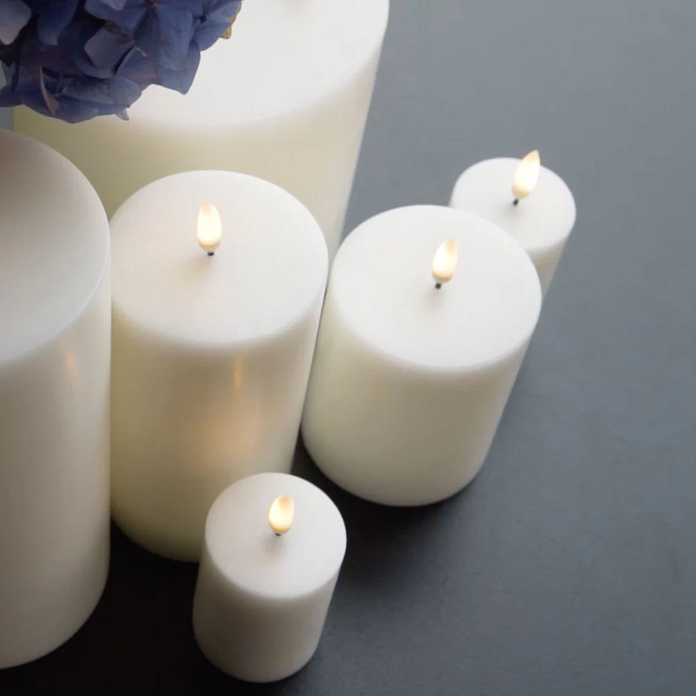 UYUNI LIGHTING Flameless Pillar Candle, Nordic White, W7.8 x H10cm - Image 7