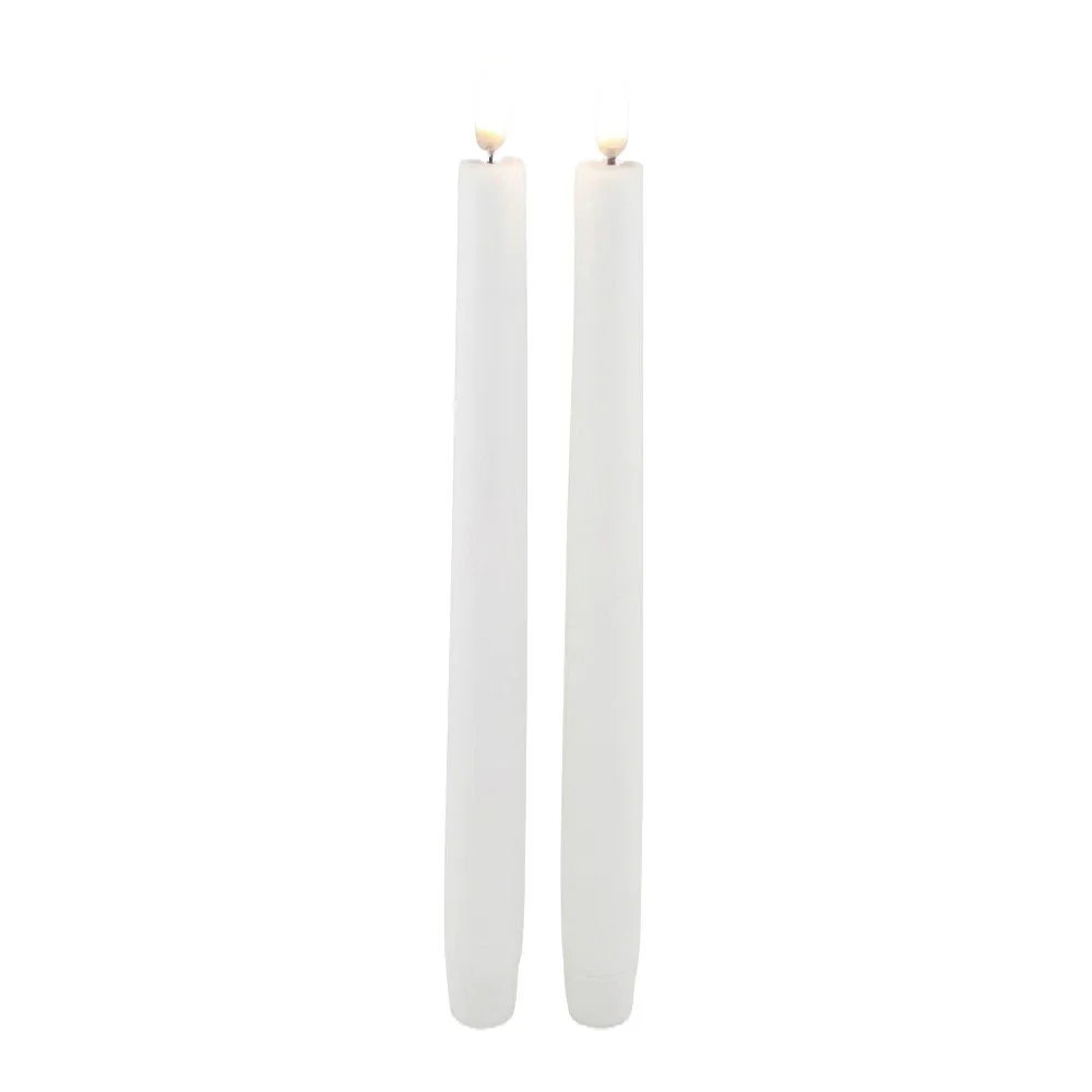 UYUNI LIGHTING Flameless Taper Candle, Nordic White, 25cm (Set of 2) - Image 2