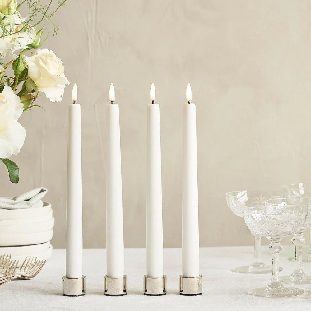 UYUNI LIGHTING Flameless Taper Candle, Nordic White, 25cm (Set of 2) - Image 4