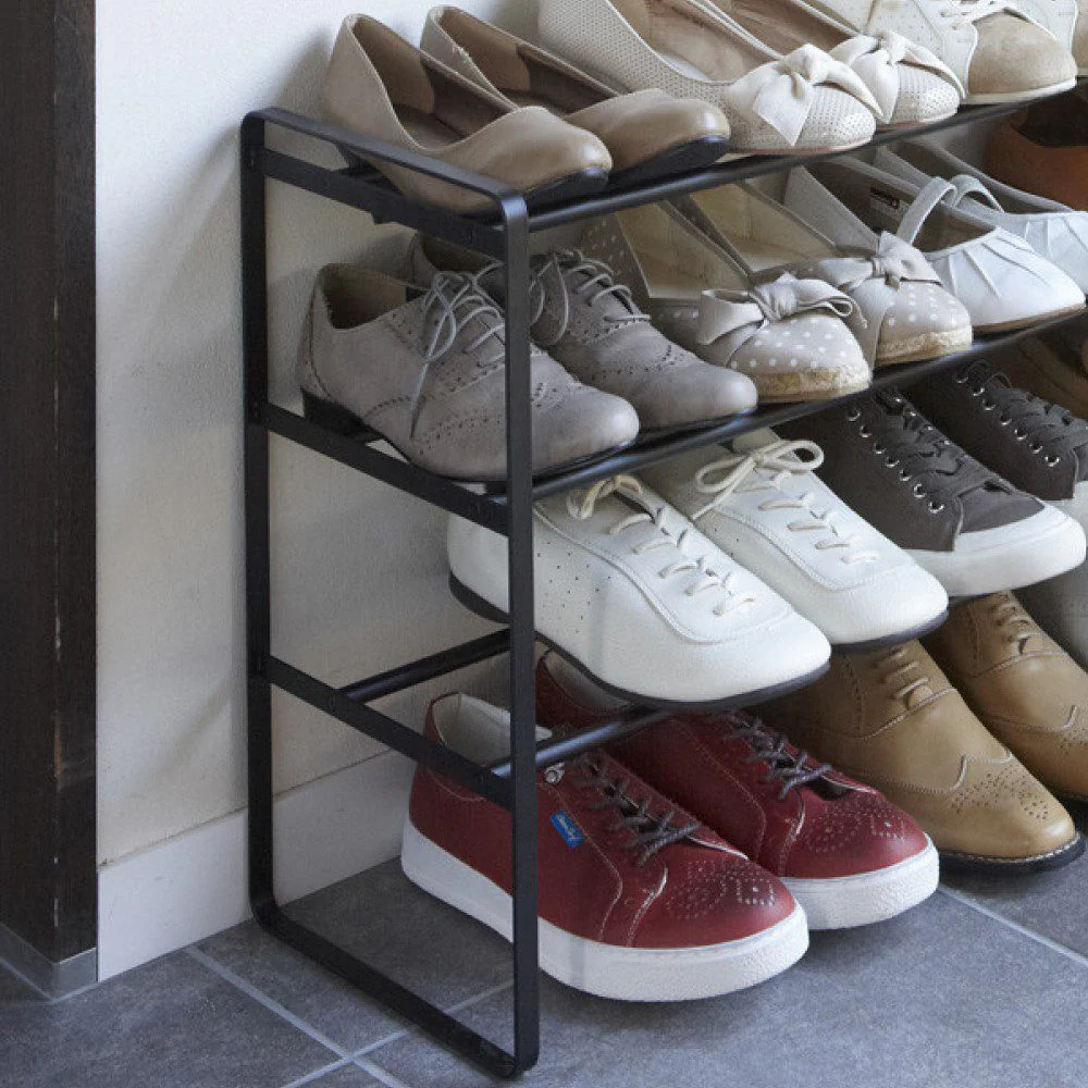 YAMAZAKI Frame Extendable Shoe Rack, 3 Tier, Black - Image 6
