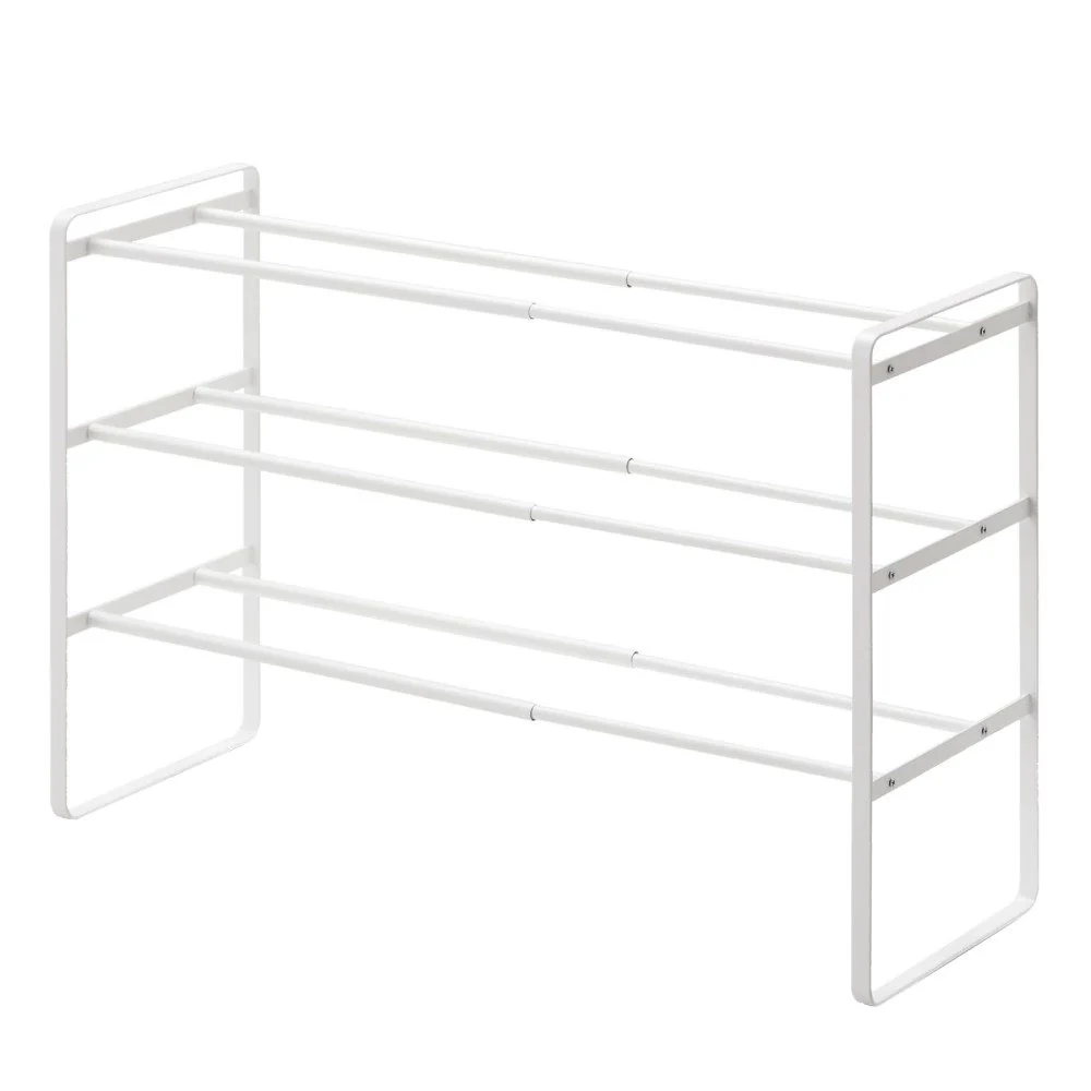 YAMAZAKI Frame Extendable Shoe Rack, 3 Tier, White - Image 3