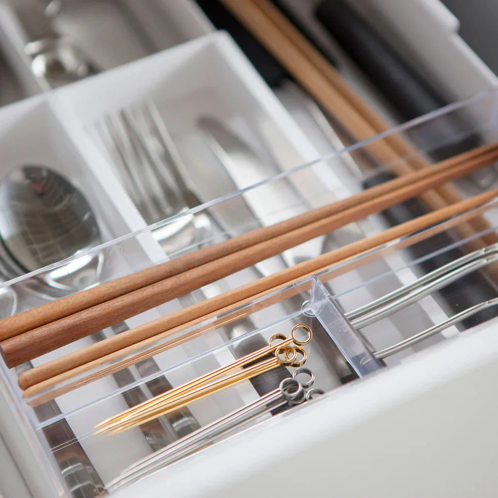 YAMAZAKI Tower Expandable Cutlery Drawer Organizer, White - Image 2