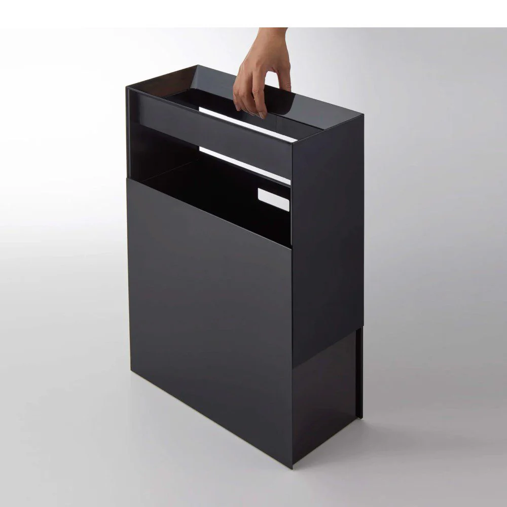YAMAZAKI Tower Rectangular Trash Can/Rubish Bin, Black - Image 6