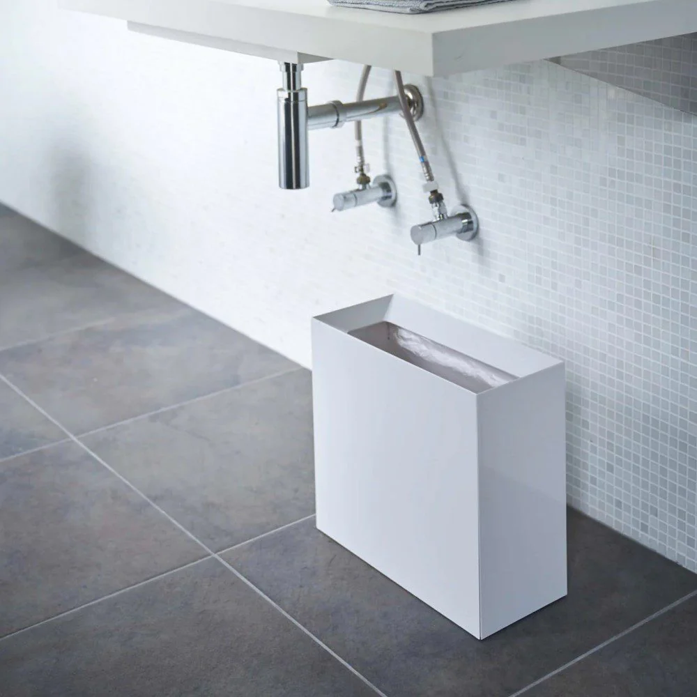 YAMAZAKI Tower Rectangular Trash Can/Rubbish Bin, White - Image 4
