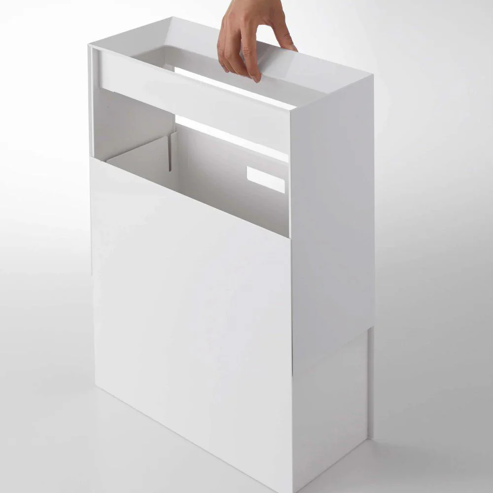 YAMAZAKI Tower Rectangular Trash Can/Rubbish Bin, White - Image 5