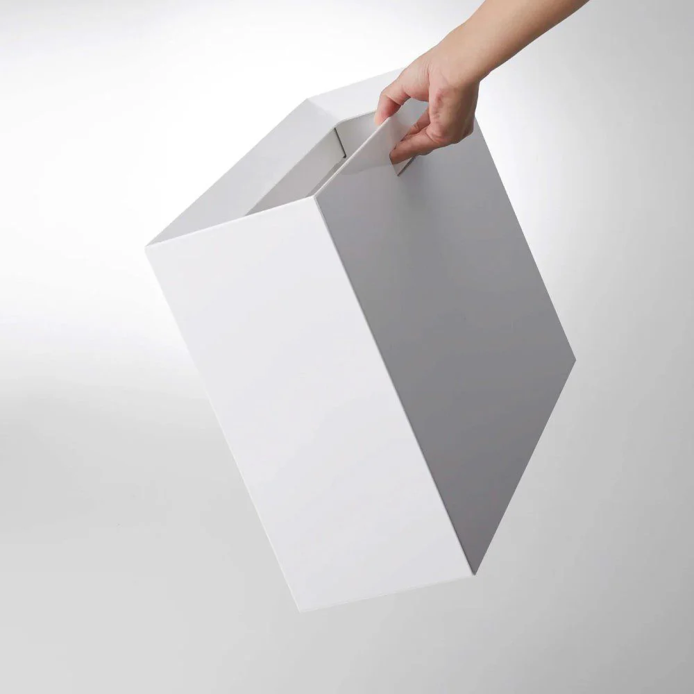 YAMAZAKI Tower Rectangular Trash Can/Rubbish Bin, White - Image 6